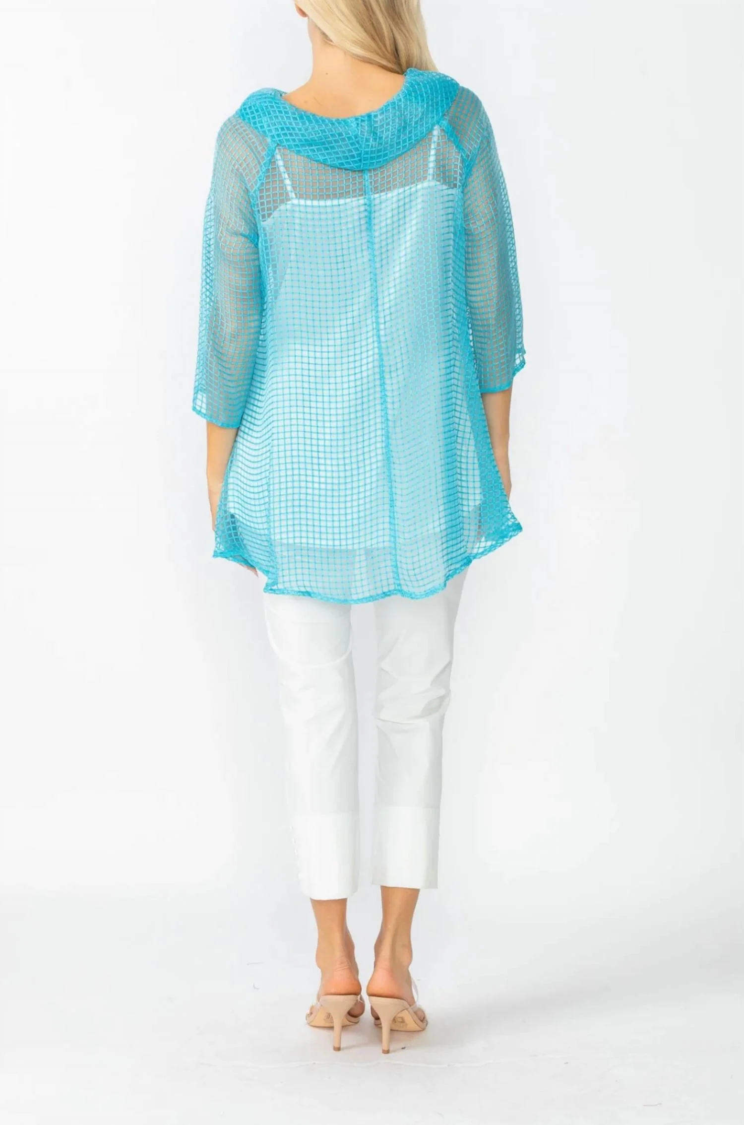 Cowl Neck Tunic Top In Turquoise - Image 3