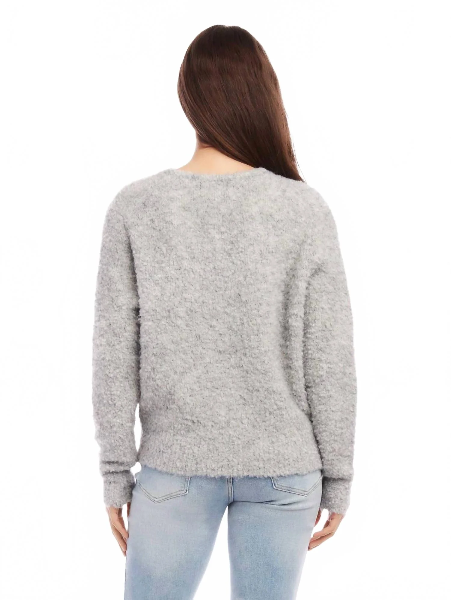 Cozy V Neck Sweater In Gray - Image 2