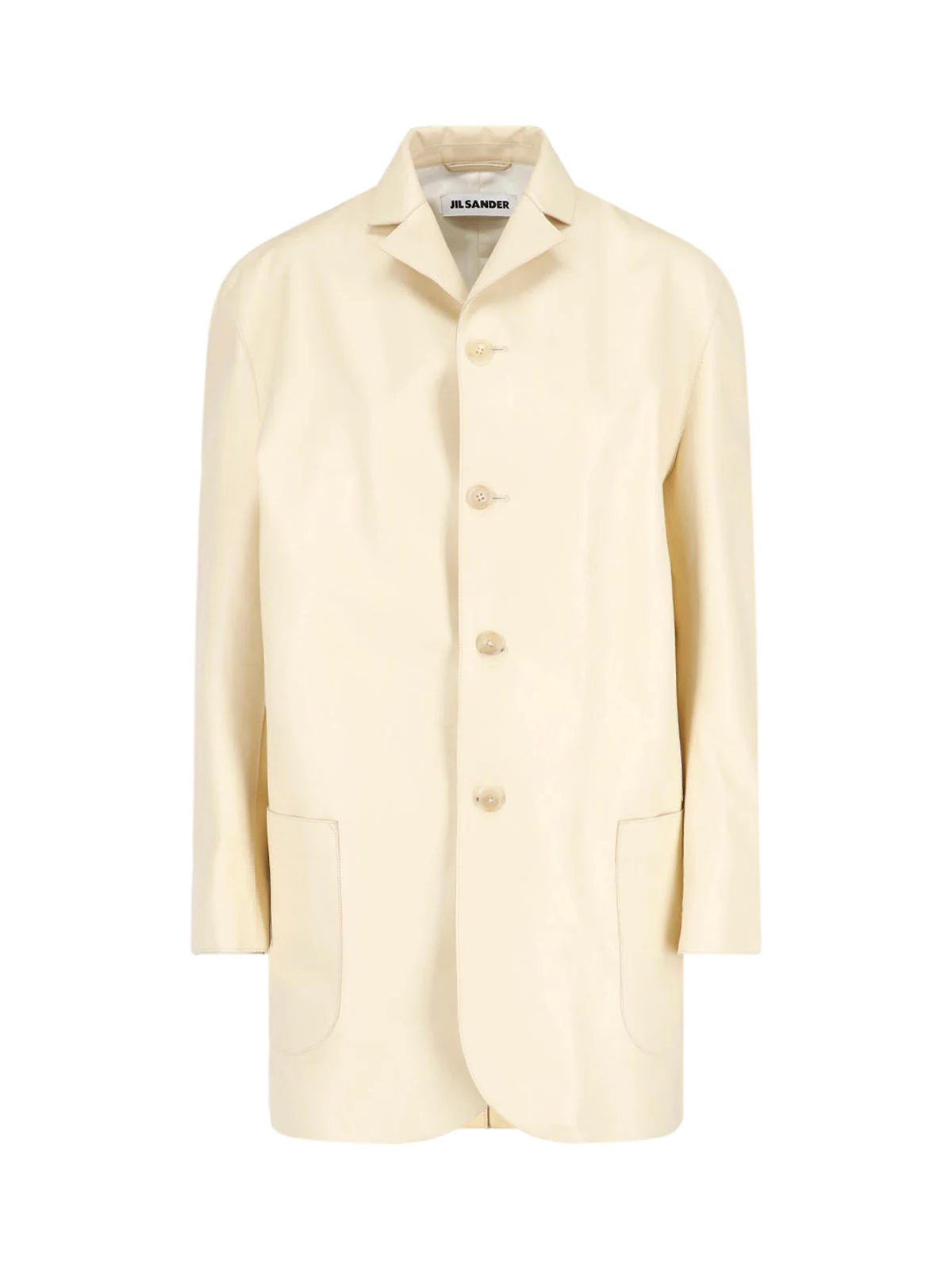 Cream Minimalist Boxy Classic Collar Jacket