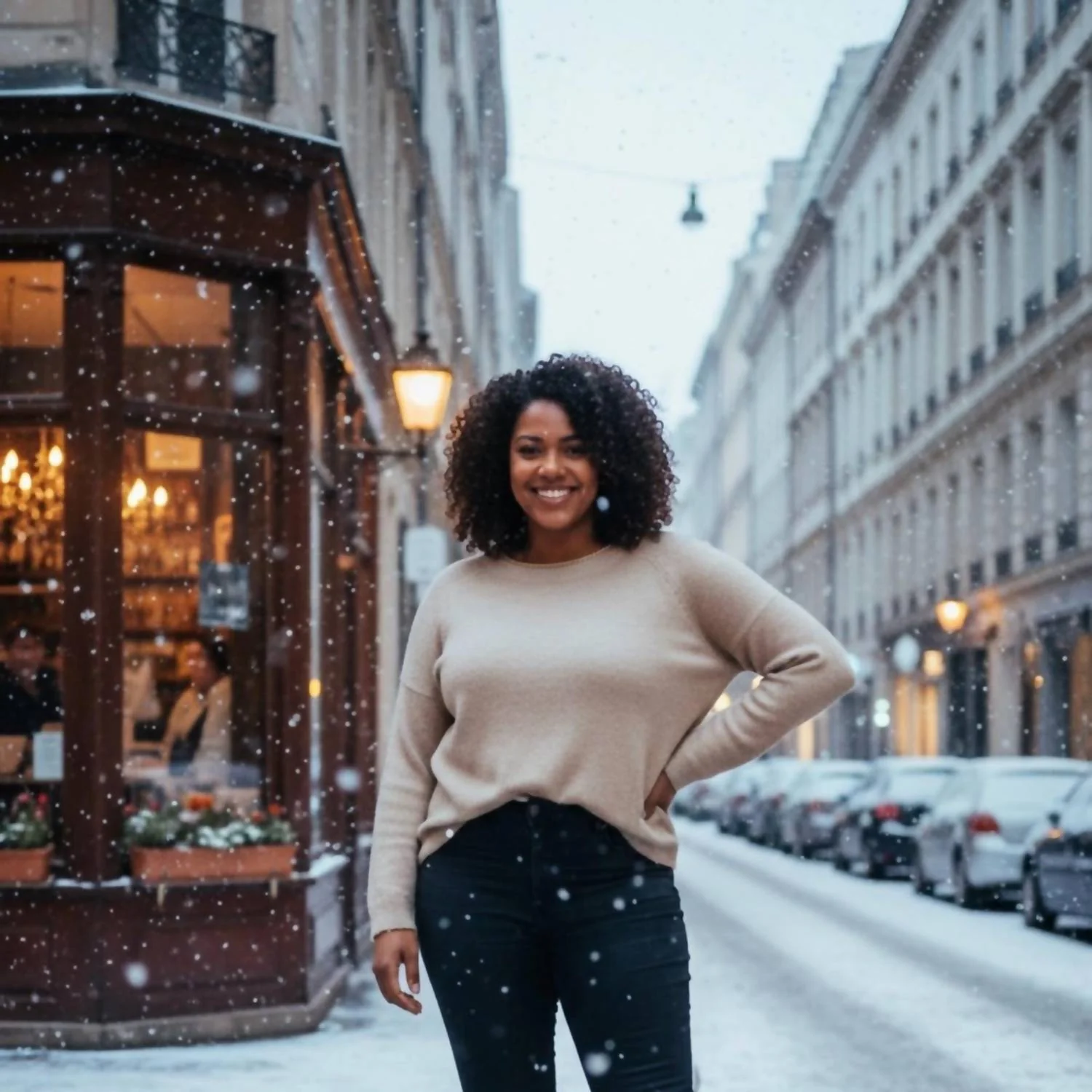 Crew Neck Long Sleeve Sweater - Plus In Cream