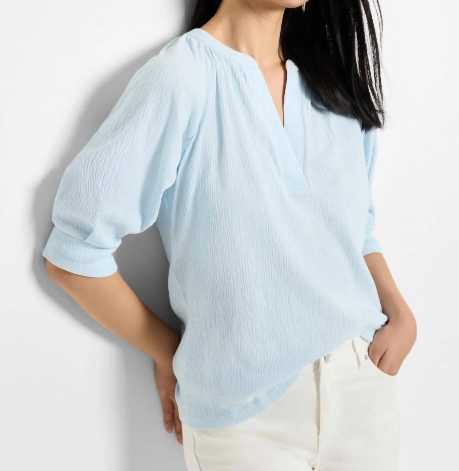 Crinkle Knit Cafe Top In Palesky - Image 2