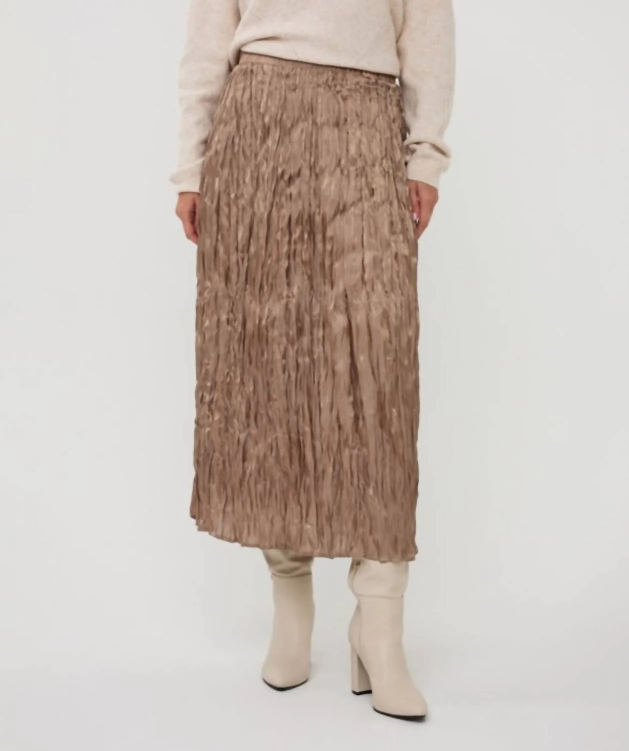 Crinkle Maxi Skirt In Gold