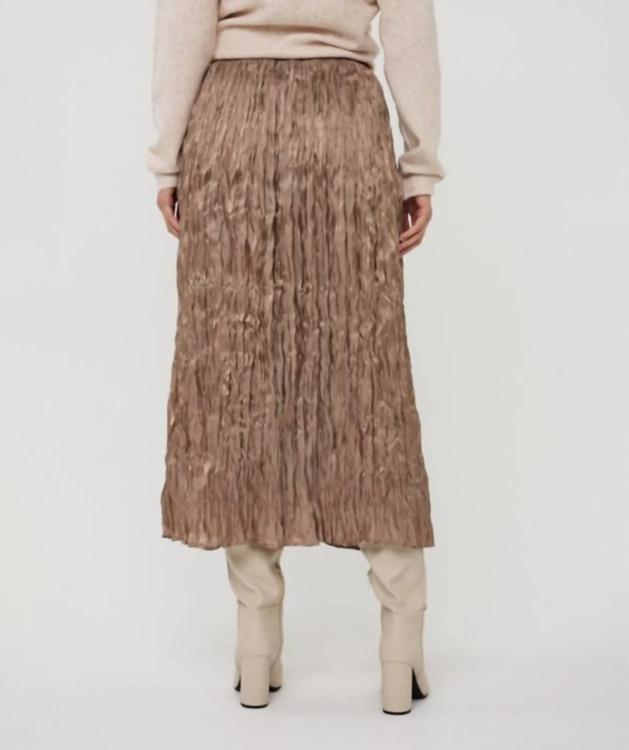 Crinkle Maxi Skirt In Gold - Image 2