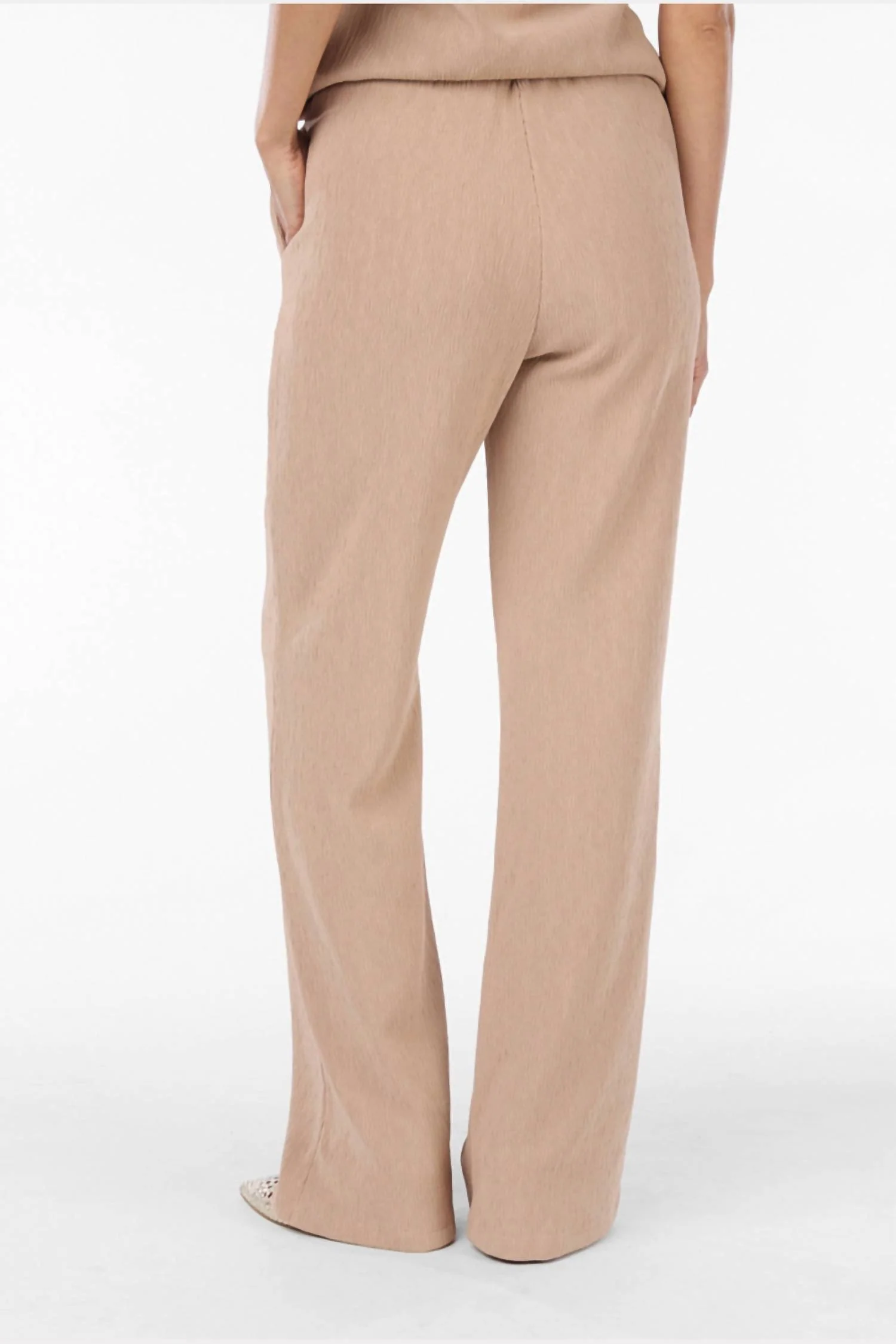 Crinkle Trousers In Dark Sand - Image 2