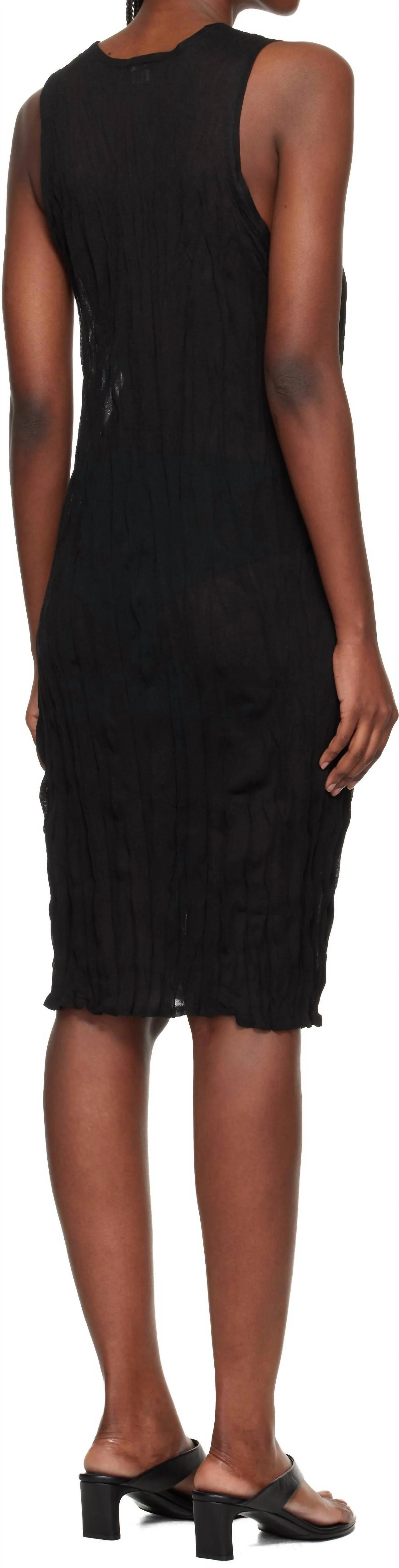 Crinkled Tank Dress In Black - Image 2