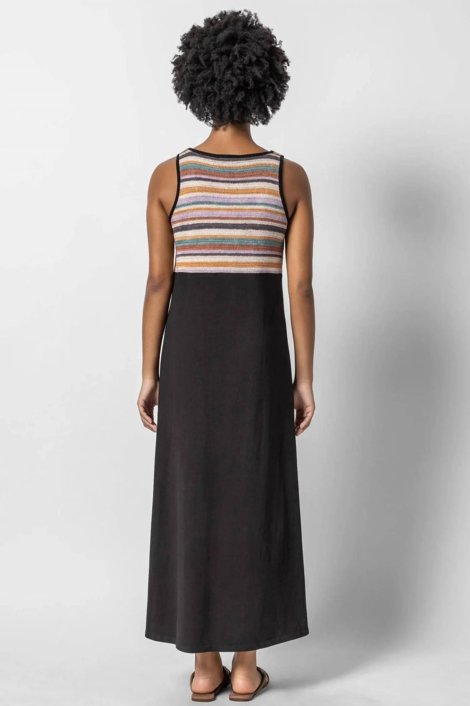 Crochet Insert Maxi Dress In Black Multi - Image 3
