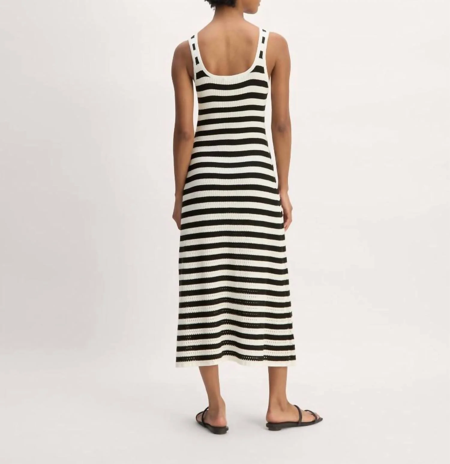 Crochet Knit Tank Dress In Black/ White - Image 3