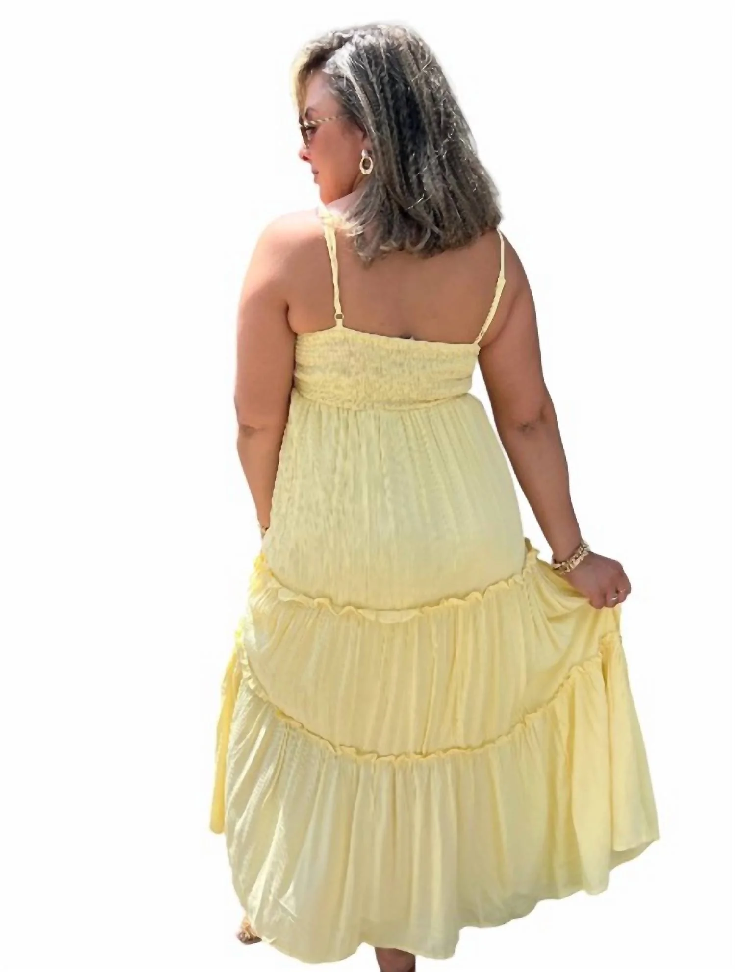 Crochet Maxi Dress In Yellow - Image 3