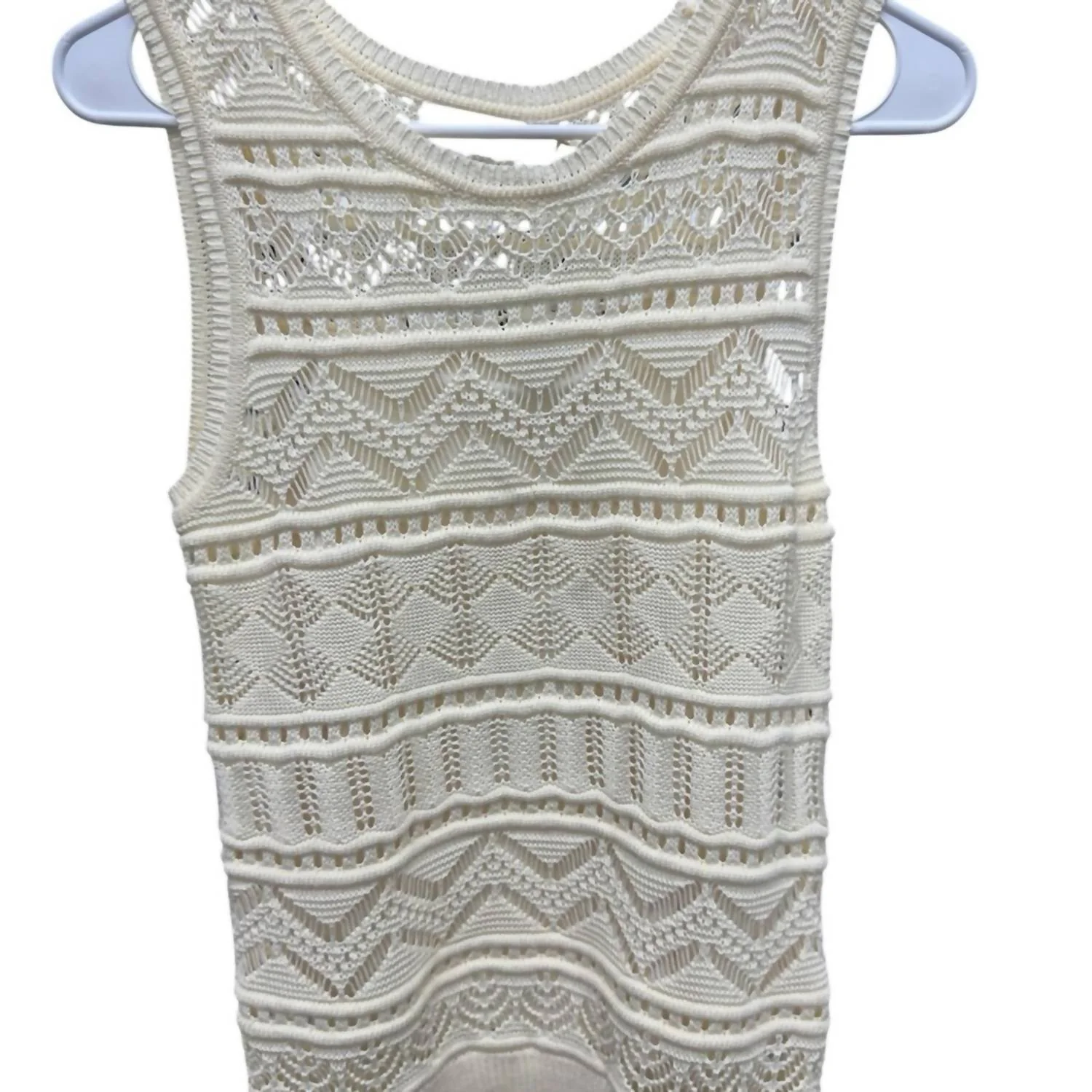 Crochet Tank Top In Cream - Image 2