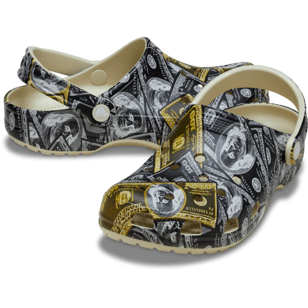 Crocs Classic Money 211968-2Y2 Clogs Men's Bone Printed Comfort Shoes JAX530
