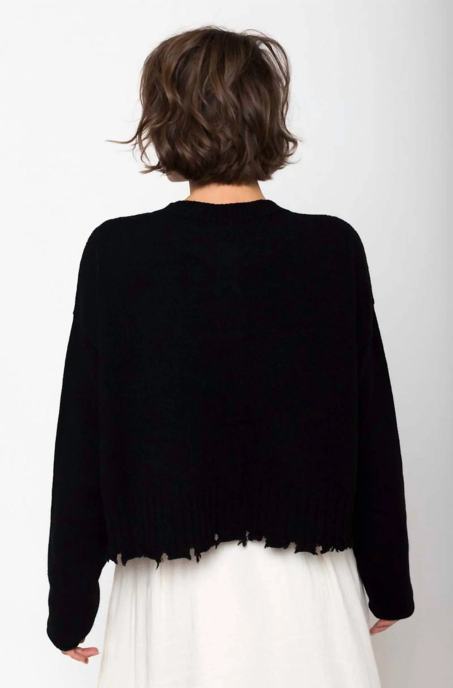 Cropped Boxy Cardigan In Black - Image 2