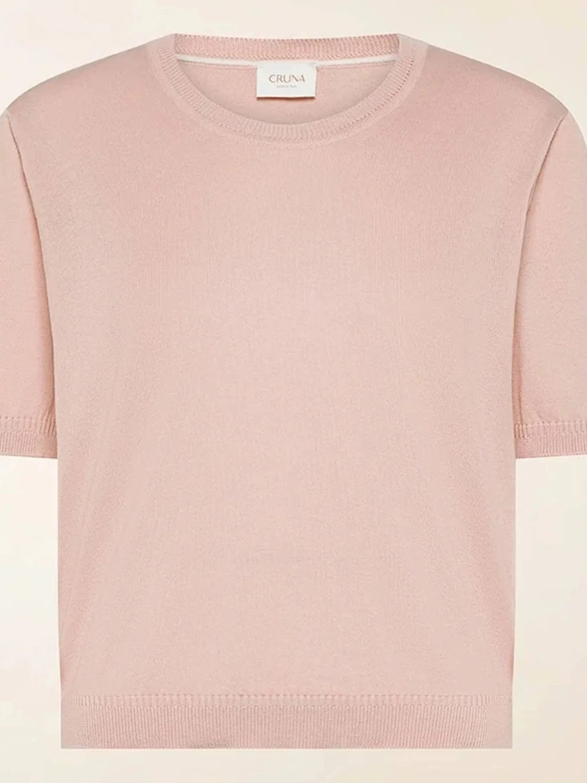 Cropped Pink Knitted Ribbed Edge T-Shirt - Image 2