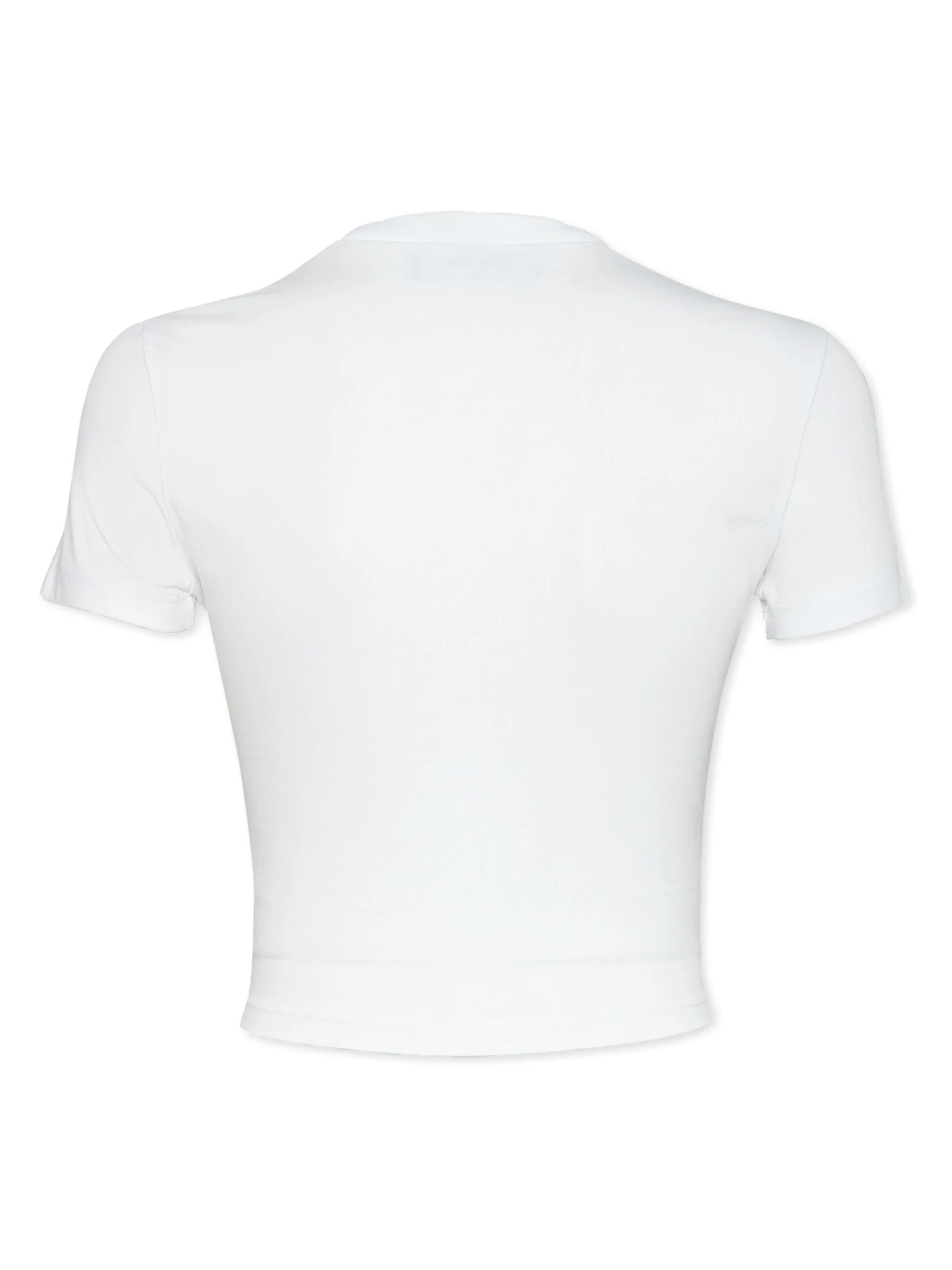 Cropped White Cotton Jersey Icon T-Shirt - Image 2