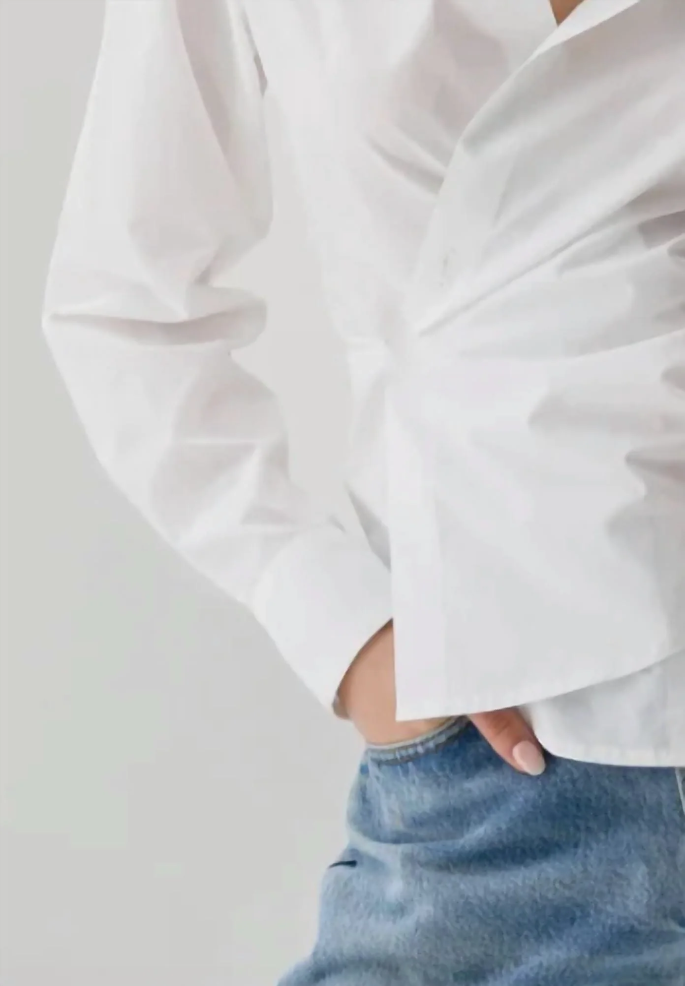 Crossover Fitted Paper Cotton Shirt In Optic White - Image 2