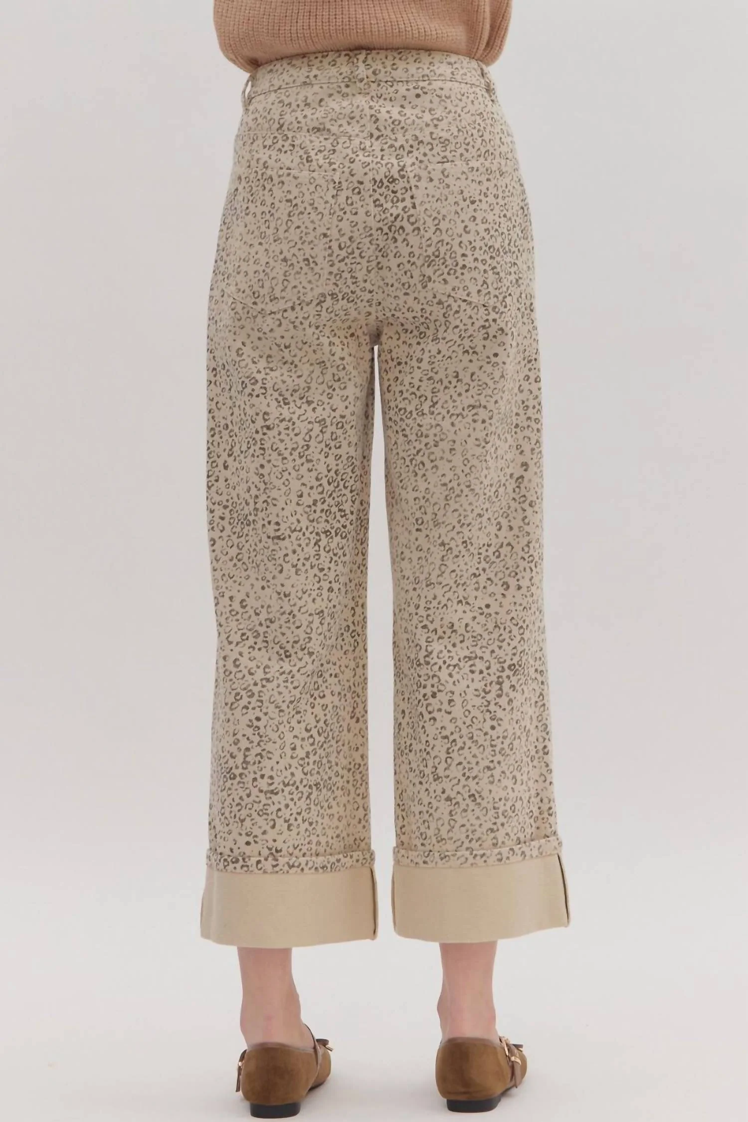 Cuffed Ankle Length Pants In Leopard - Image 2