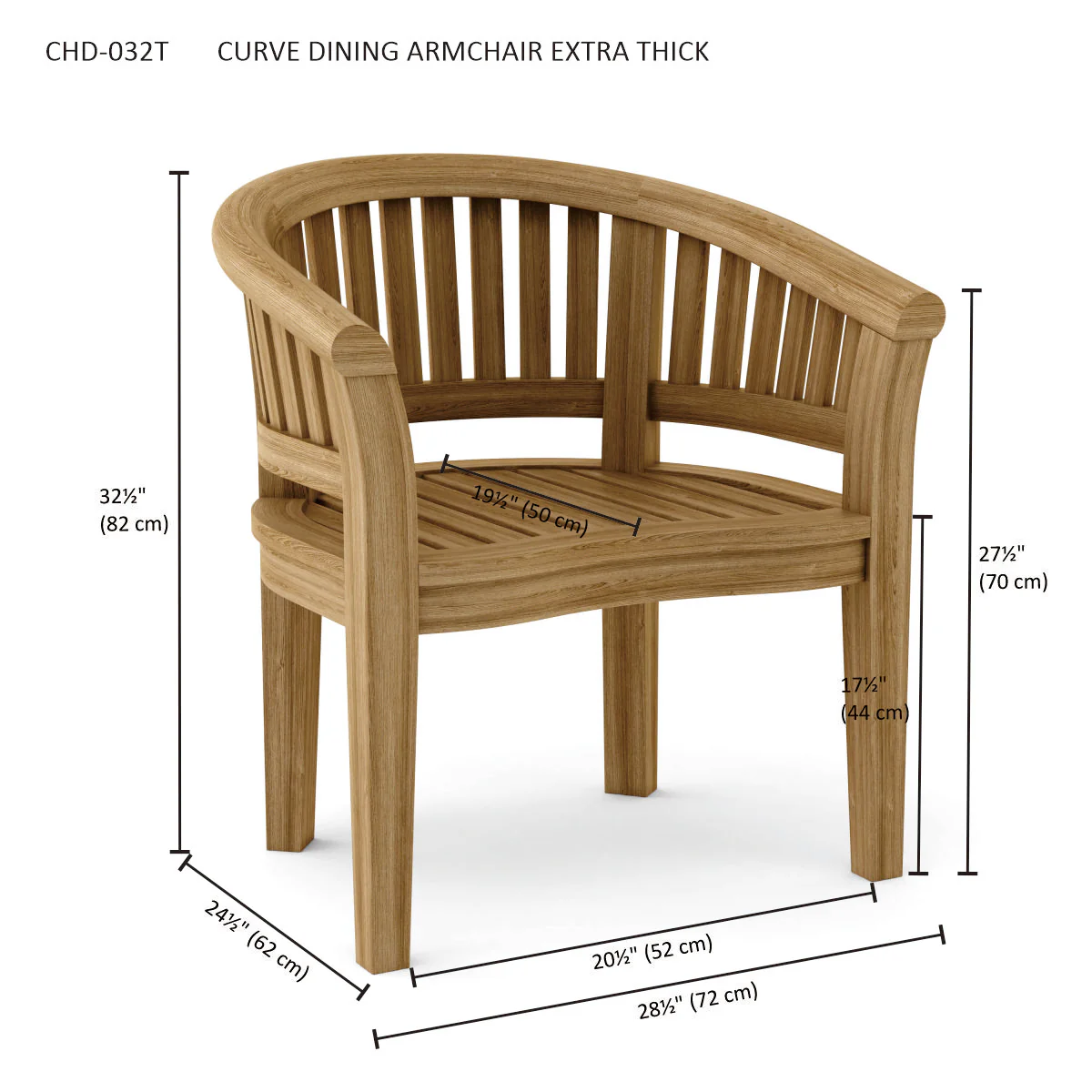 Curve Armchair Extra Thick Wood - Image 5