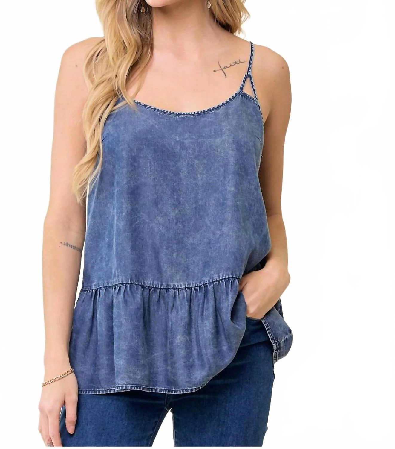 Cut-Out Strap Camisole In Blue