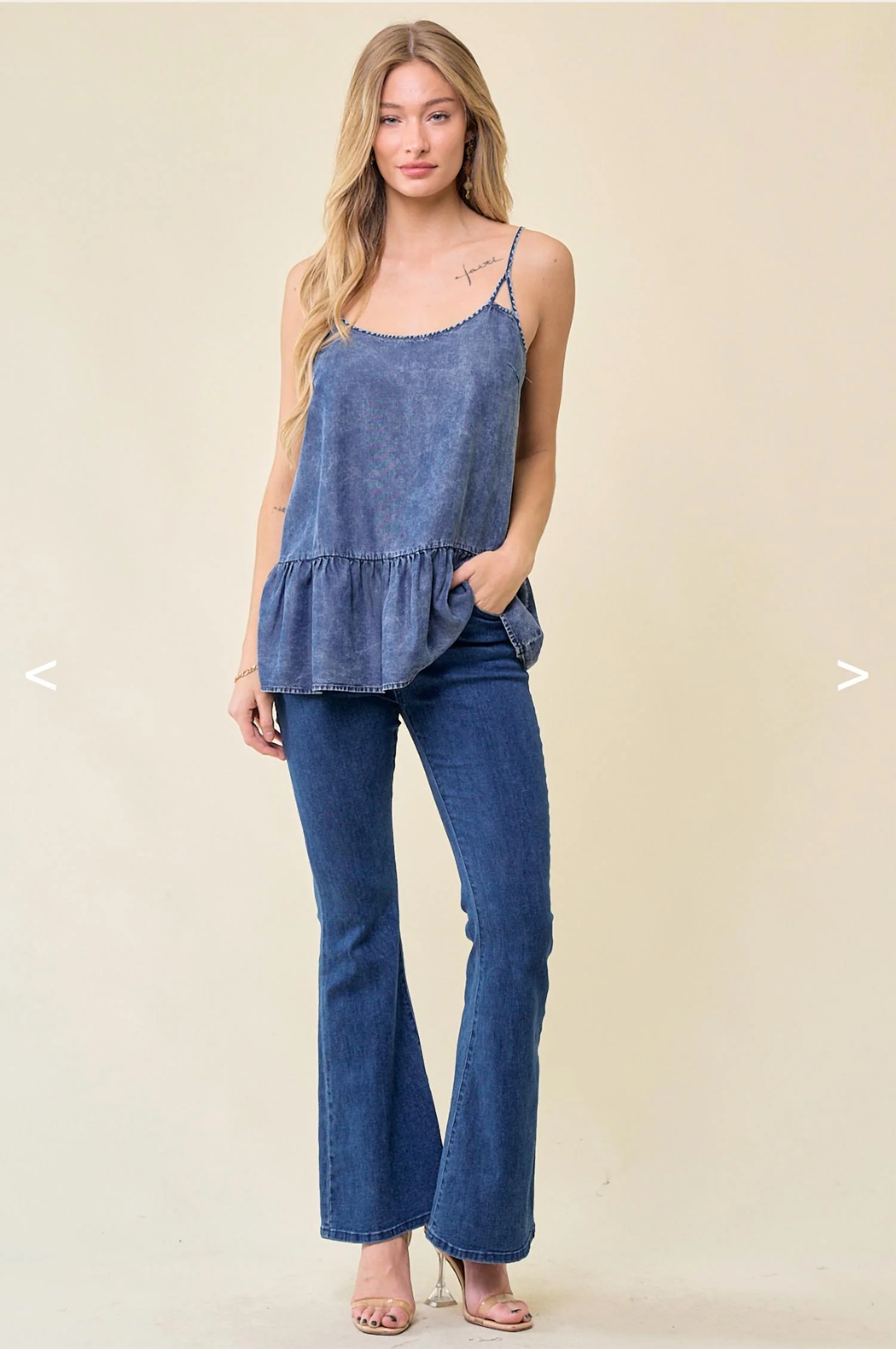 Cut-Out Strap Camisole In Blue - Image 5