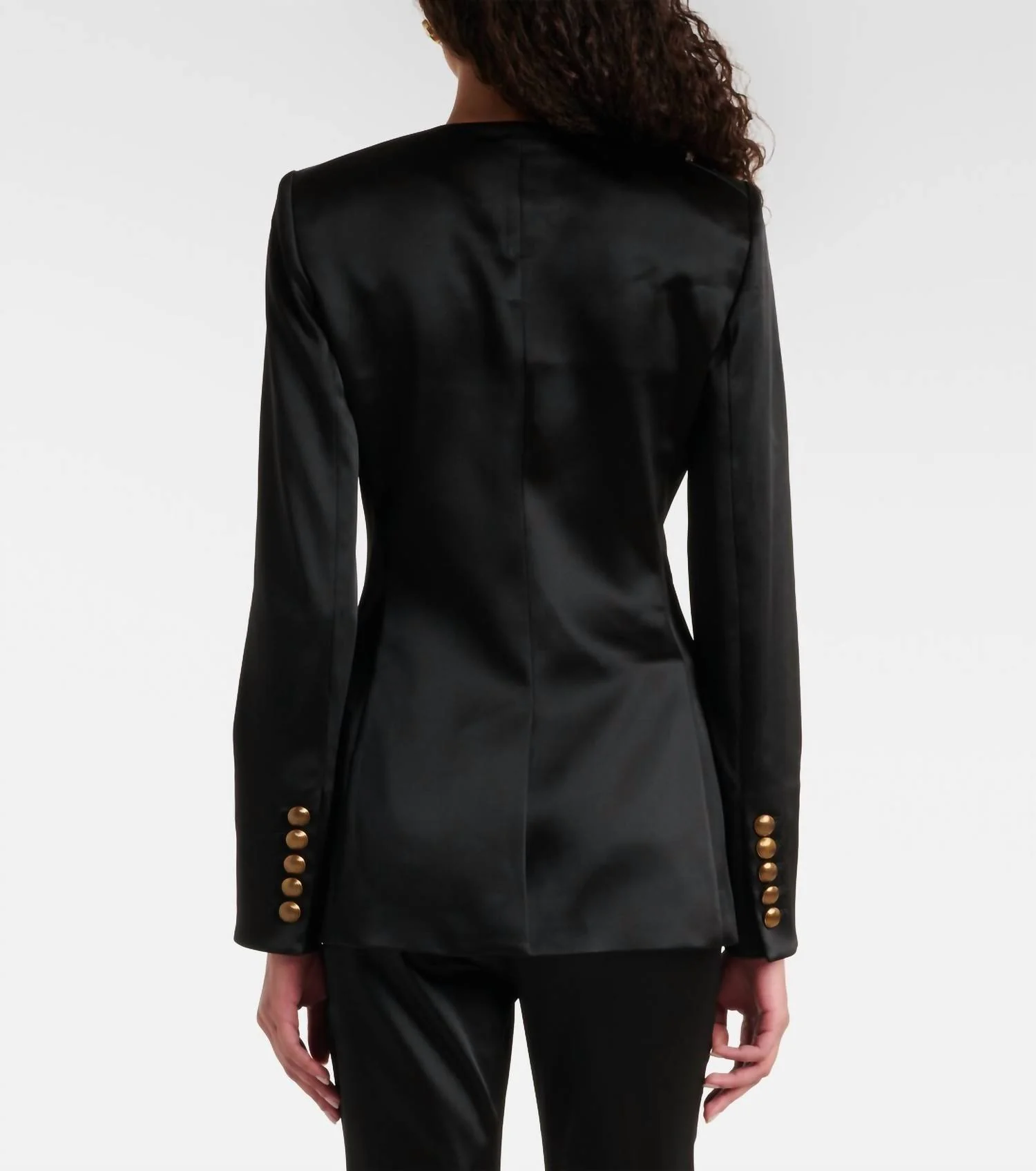 Cynthia Satin Tailored Jacket In Black - Image 2