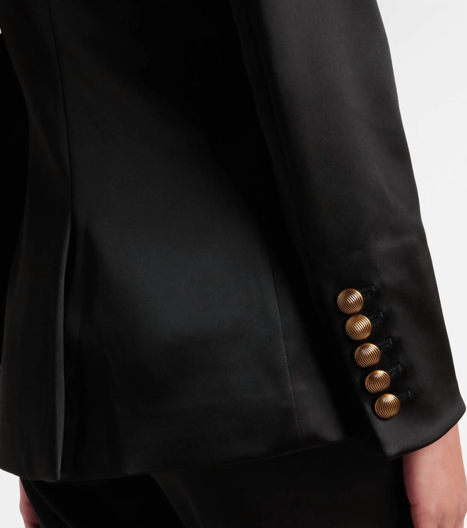 Cynthia Satin Tailored Jacket In Black - Image 5