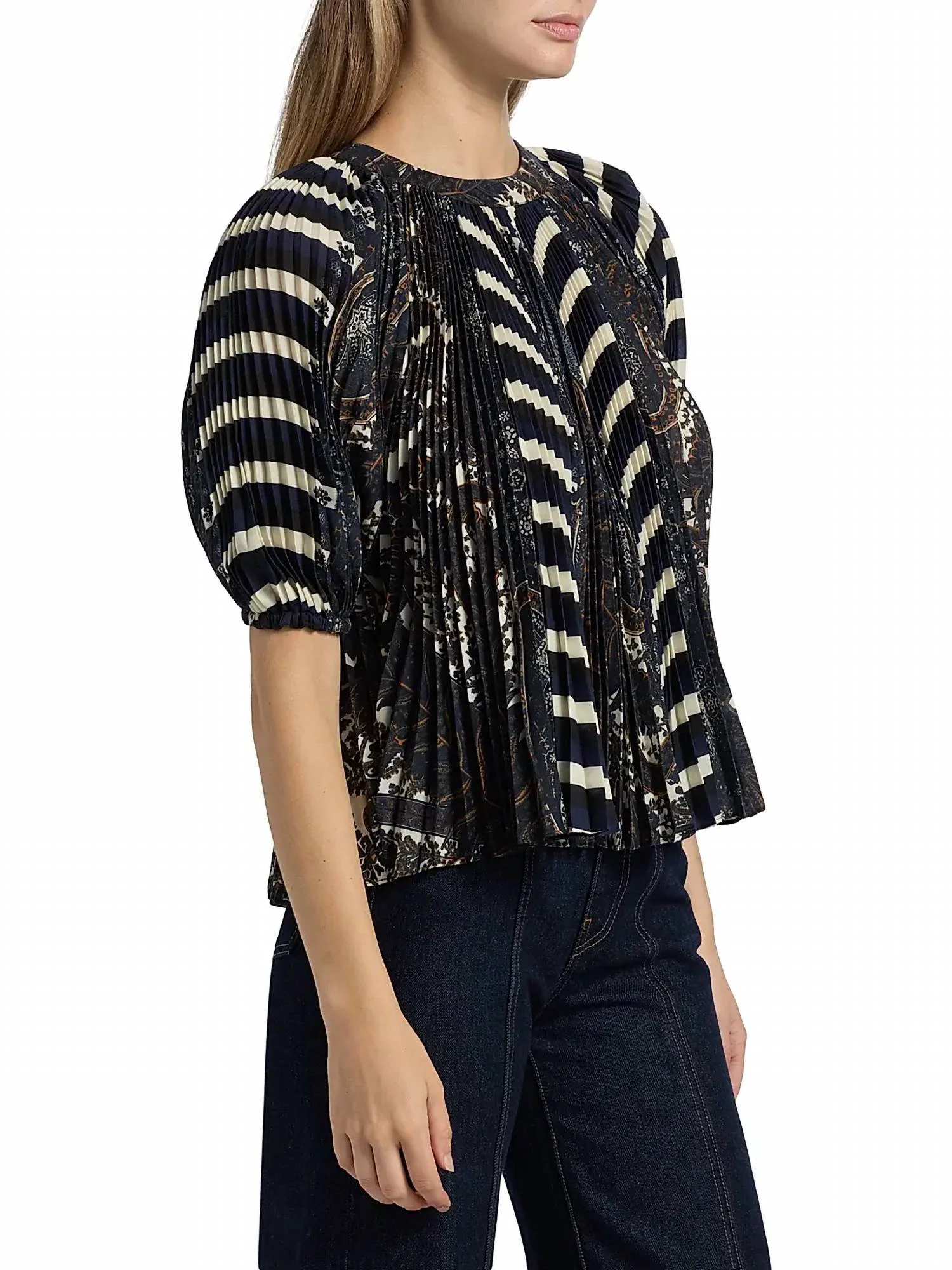 Dafne Pleated Blouse In Eclipse - Image 2