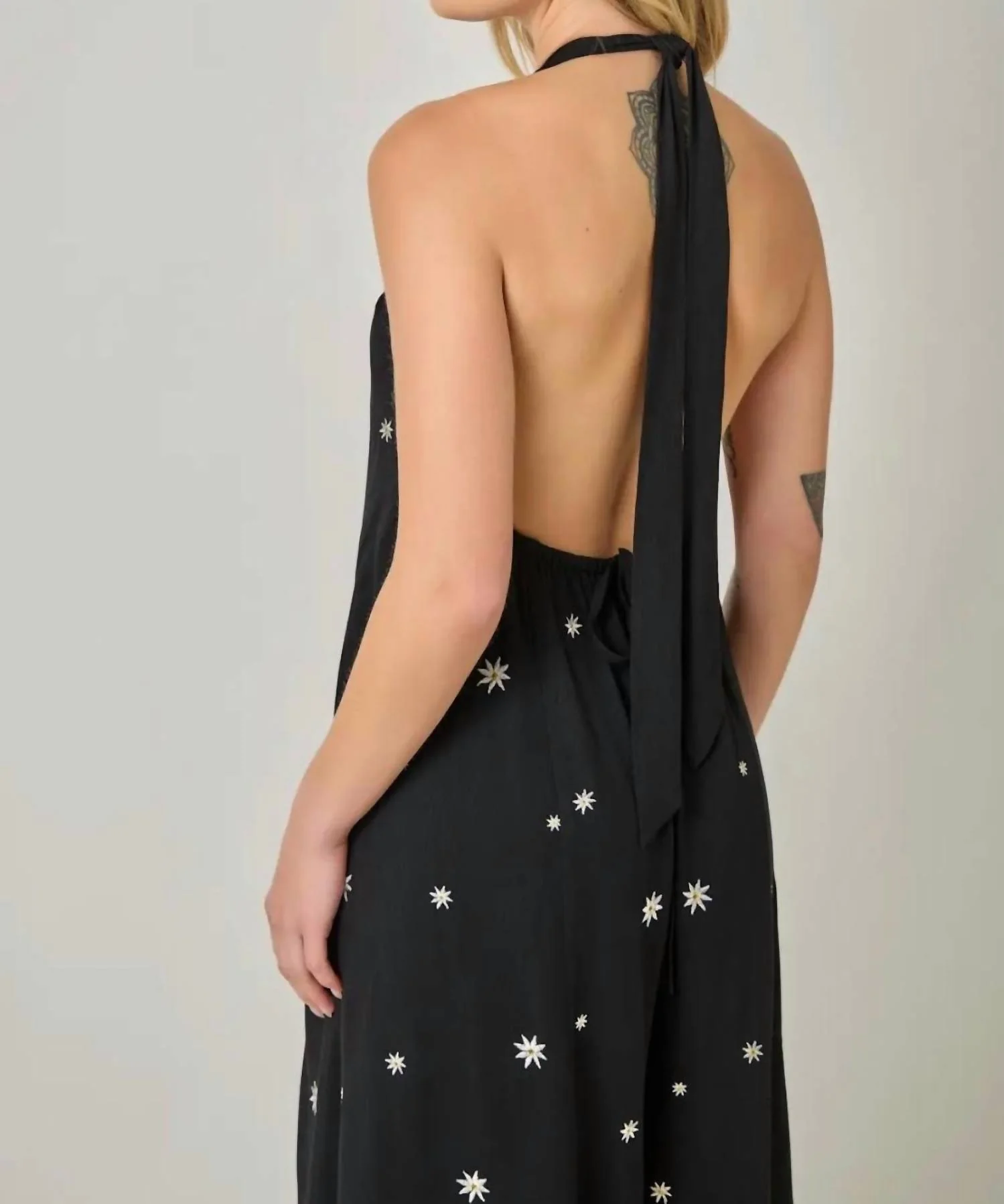 Daisy Halter Jumpsuit In Black - Image 2
