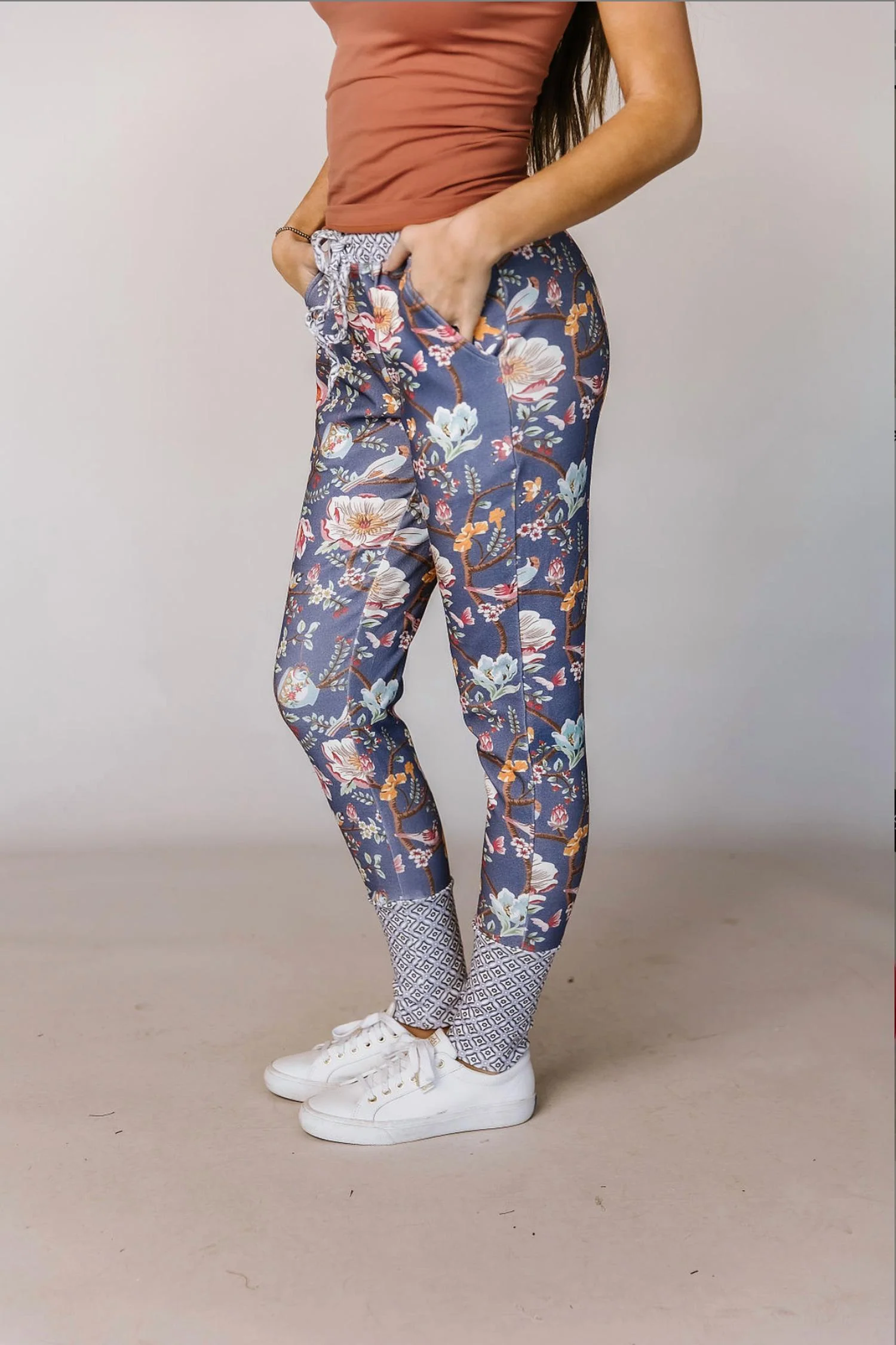 Dancing Floral Joggers In Blue - Image 2
