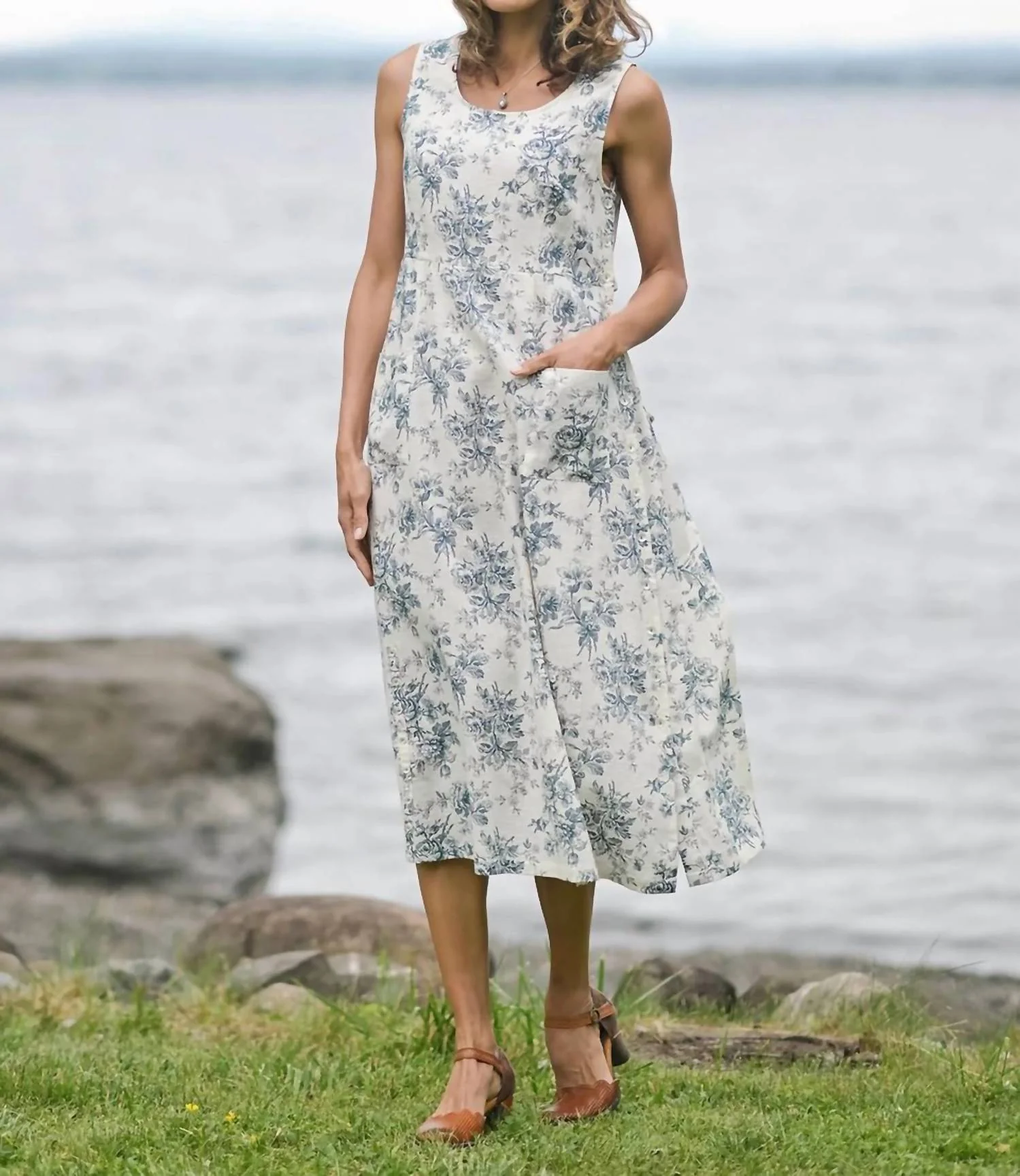 Dancing Rose Porch Dress In Ecru