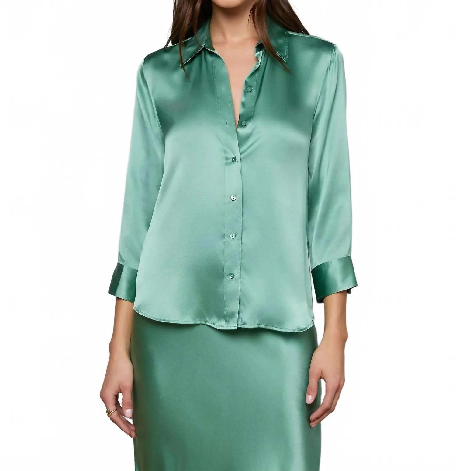 Dani Silk Blouse In Malachite Green - Image 3
