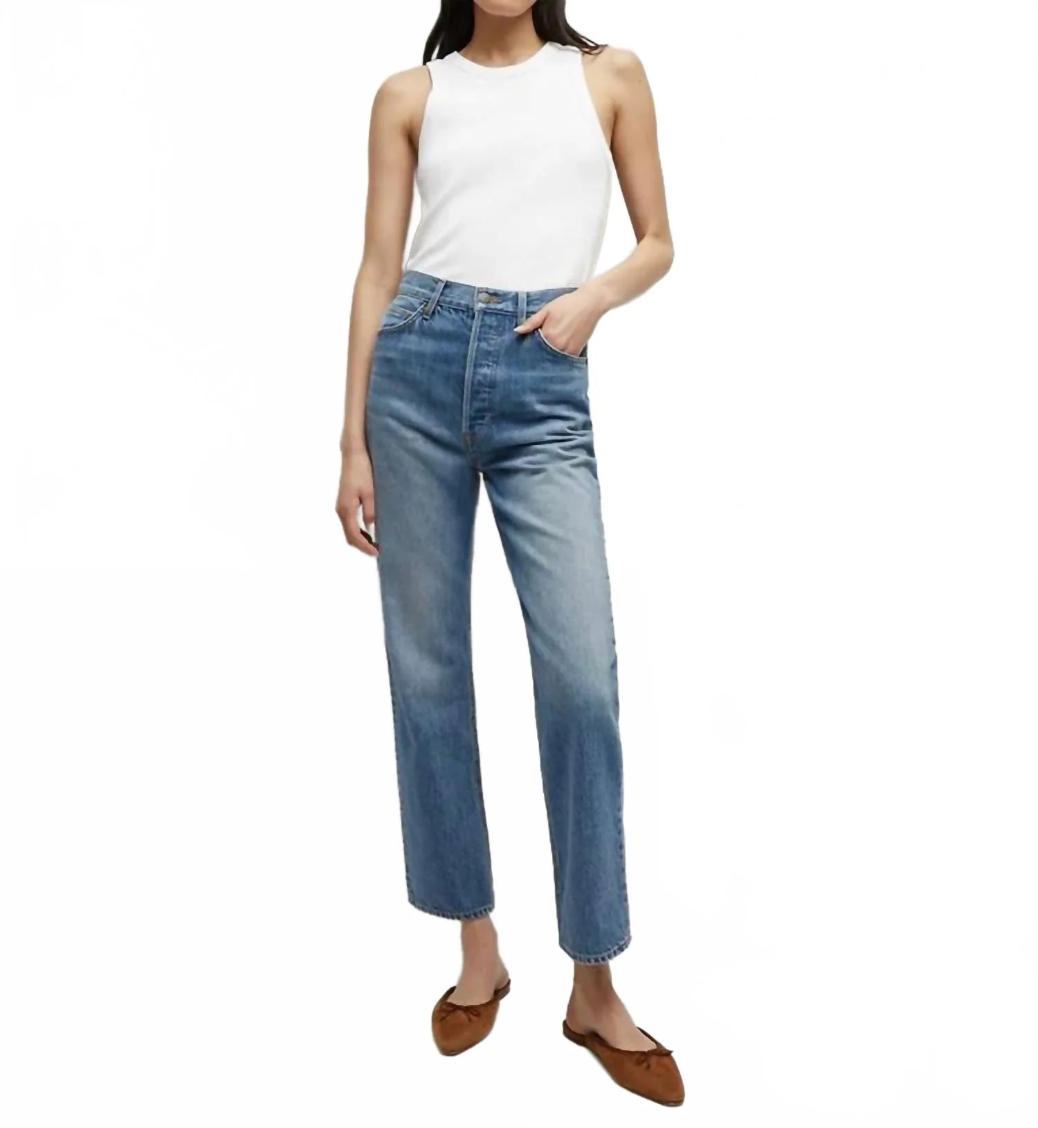 Daniela Ankle Straight Leg Jean In Lakeshore Blush