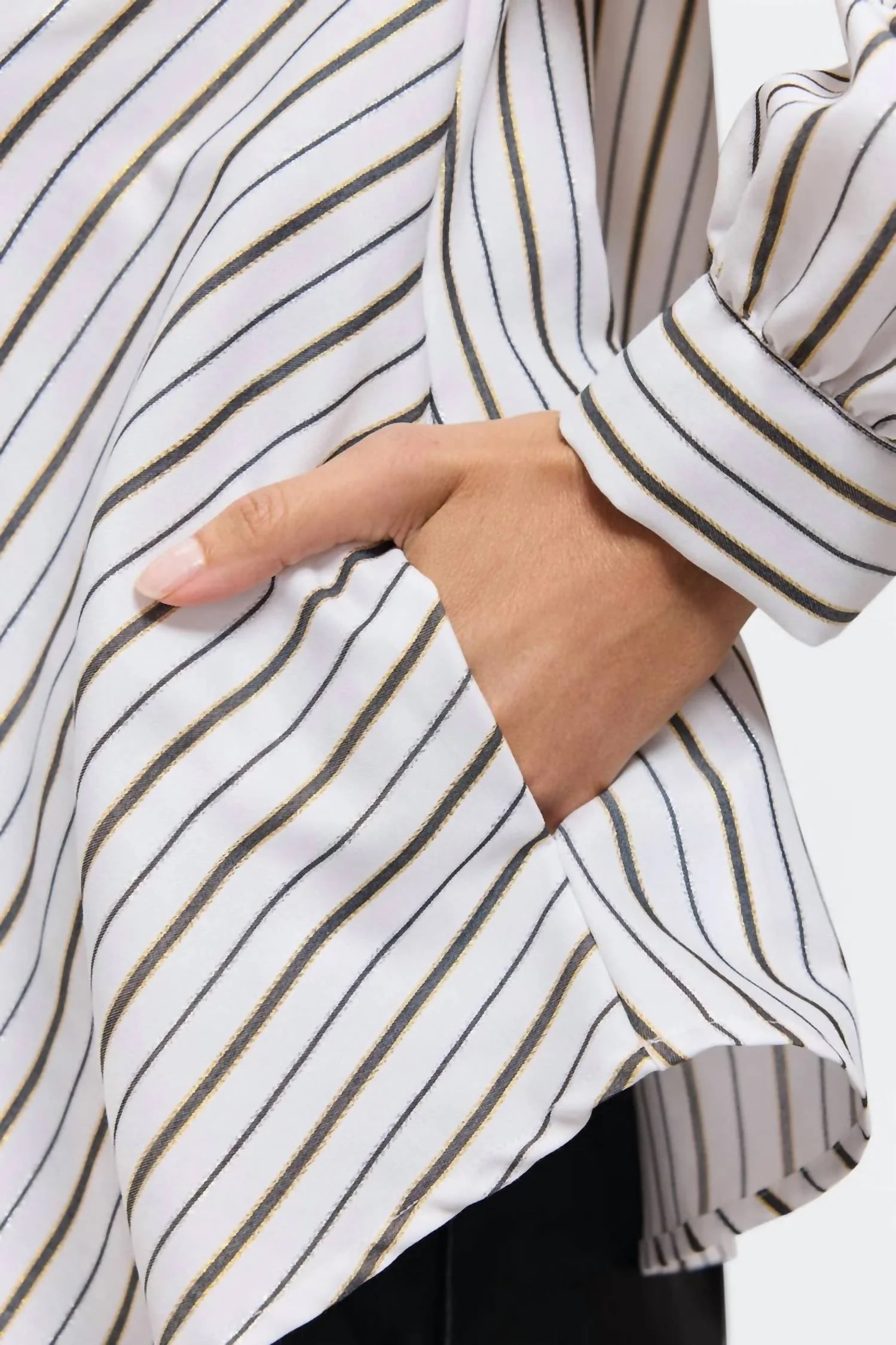 Daphne Long Sleeve Popover Shirt In White Multi - Image 4