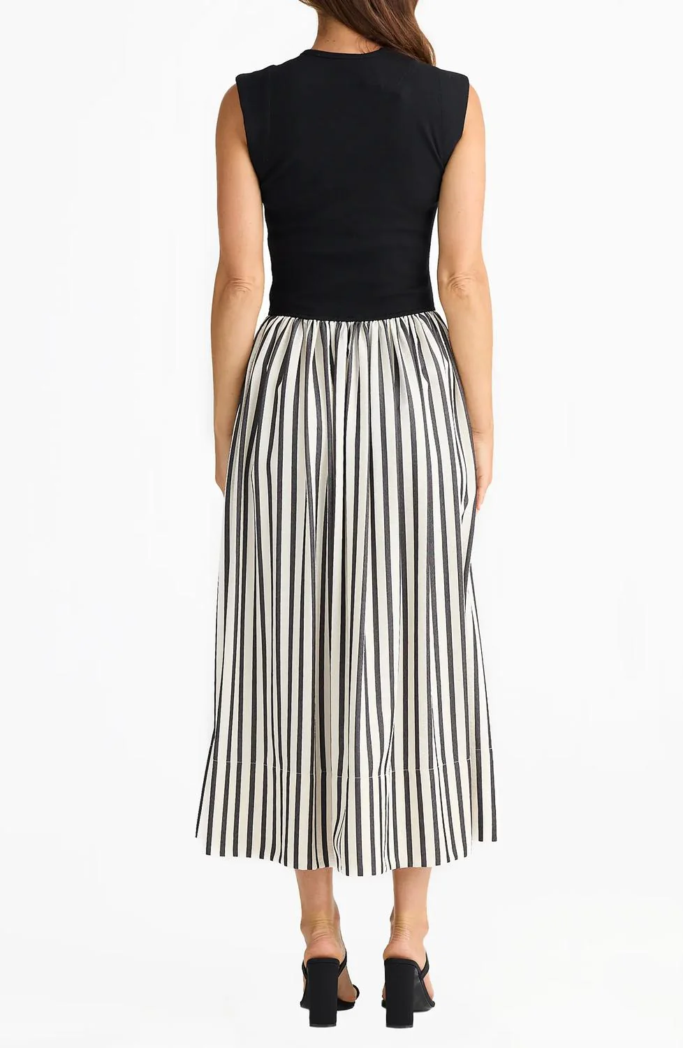 Daphne Midi Dress In White Black Stripe - Image 2
