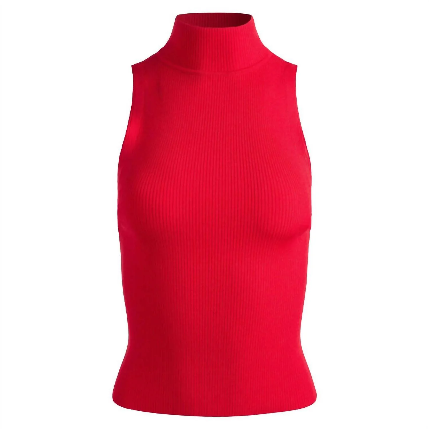 Darcey Turtleneck Tank In Bright Ruby - Image 3