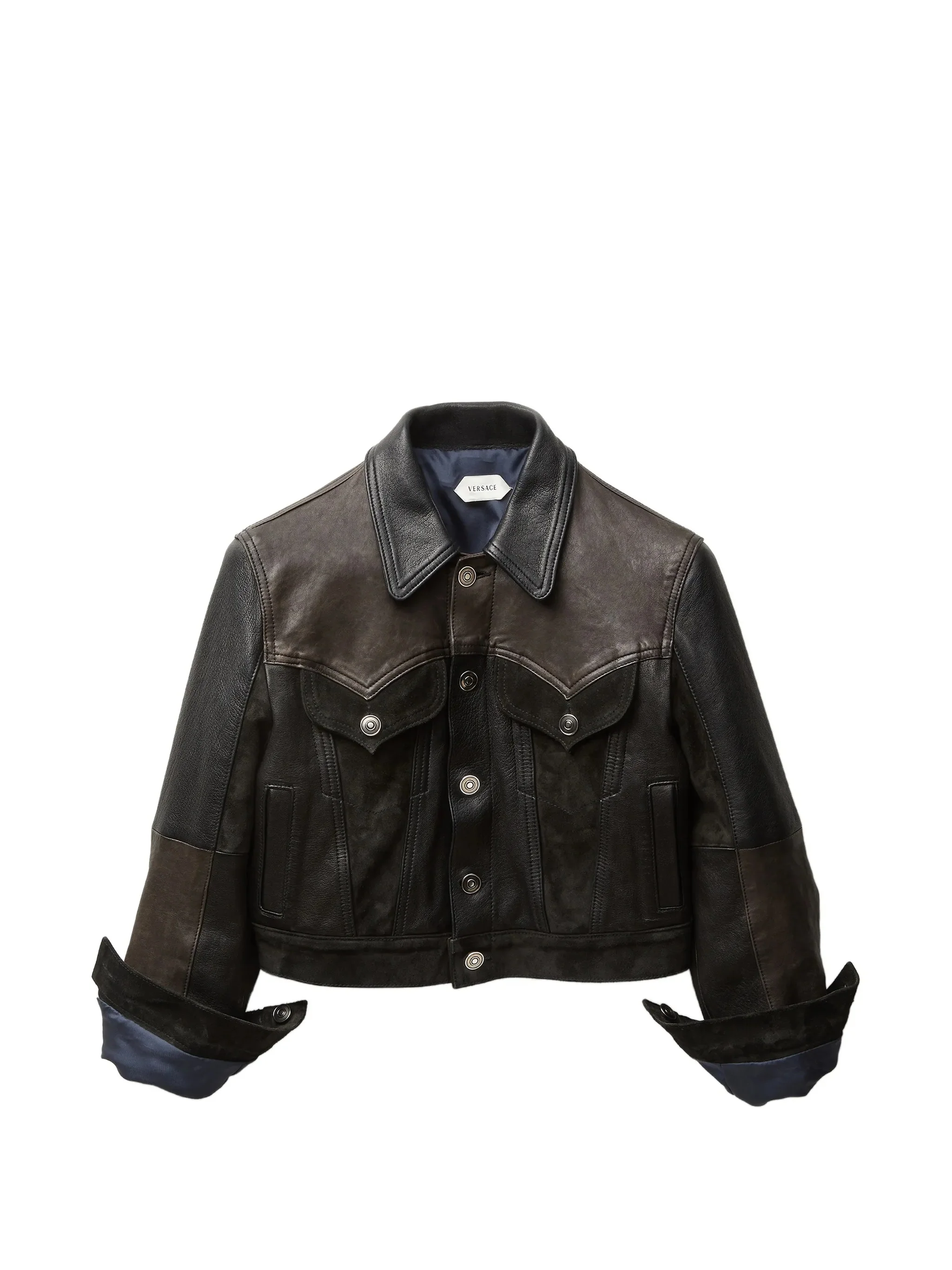 Dark Brown Patchwork Unit Mix Jacket