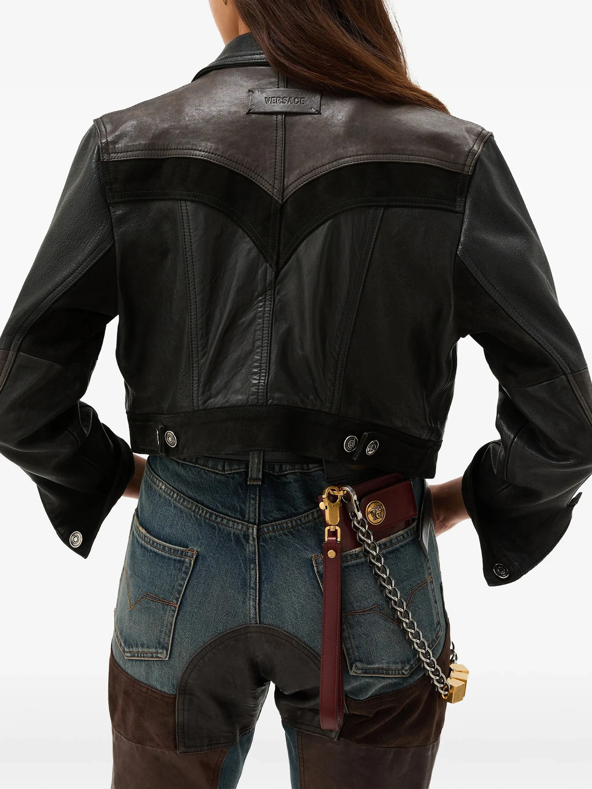 Dark Brown Patchwork Unit Mix Jacket - Image 3