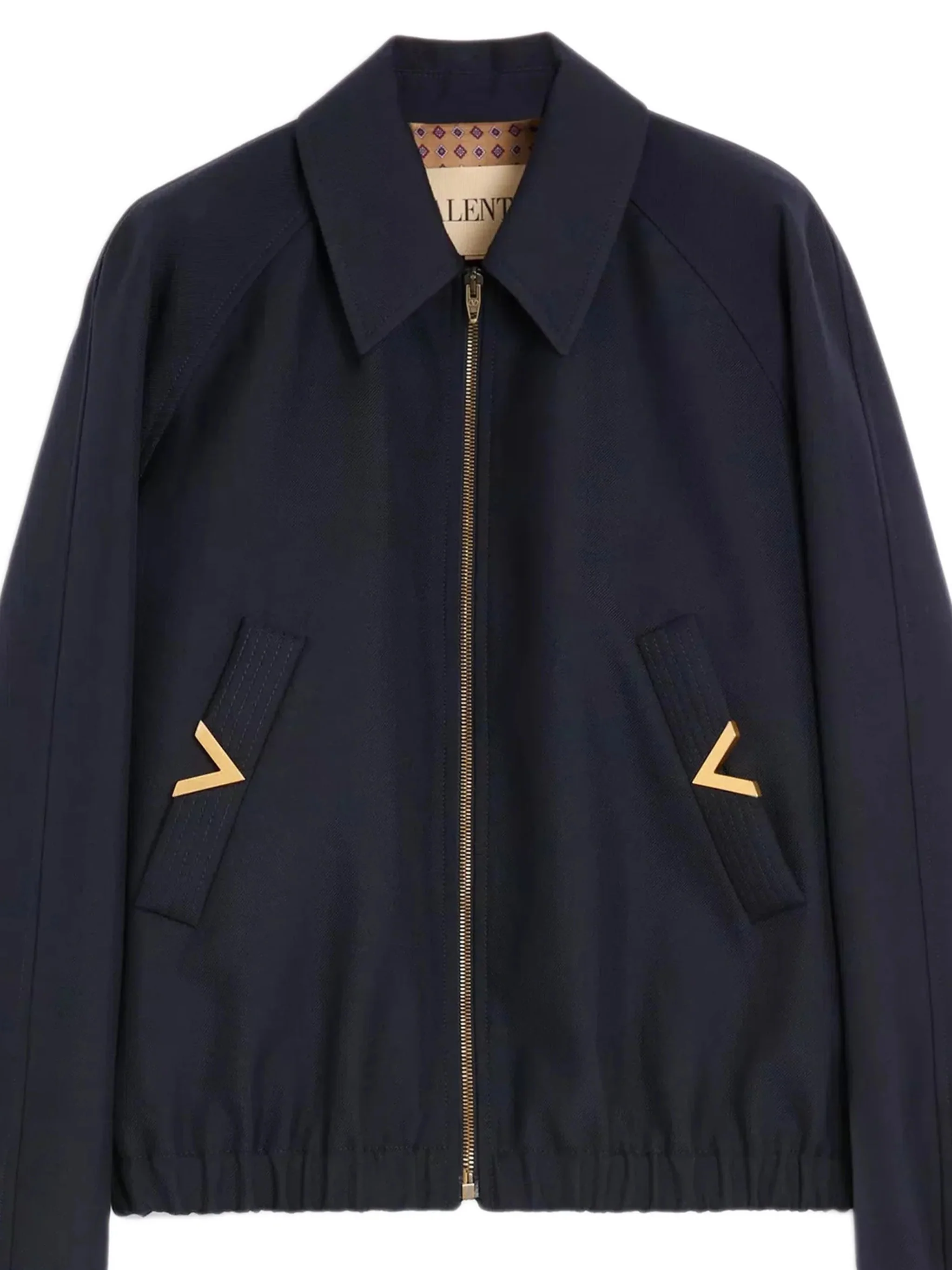 Dark Navy Polyester Classic Collar Jacket - Image 2