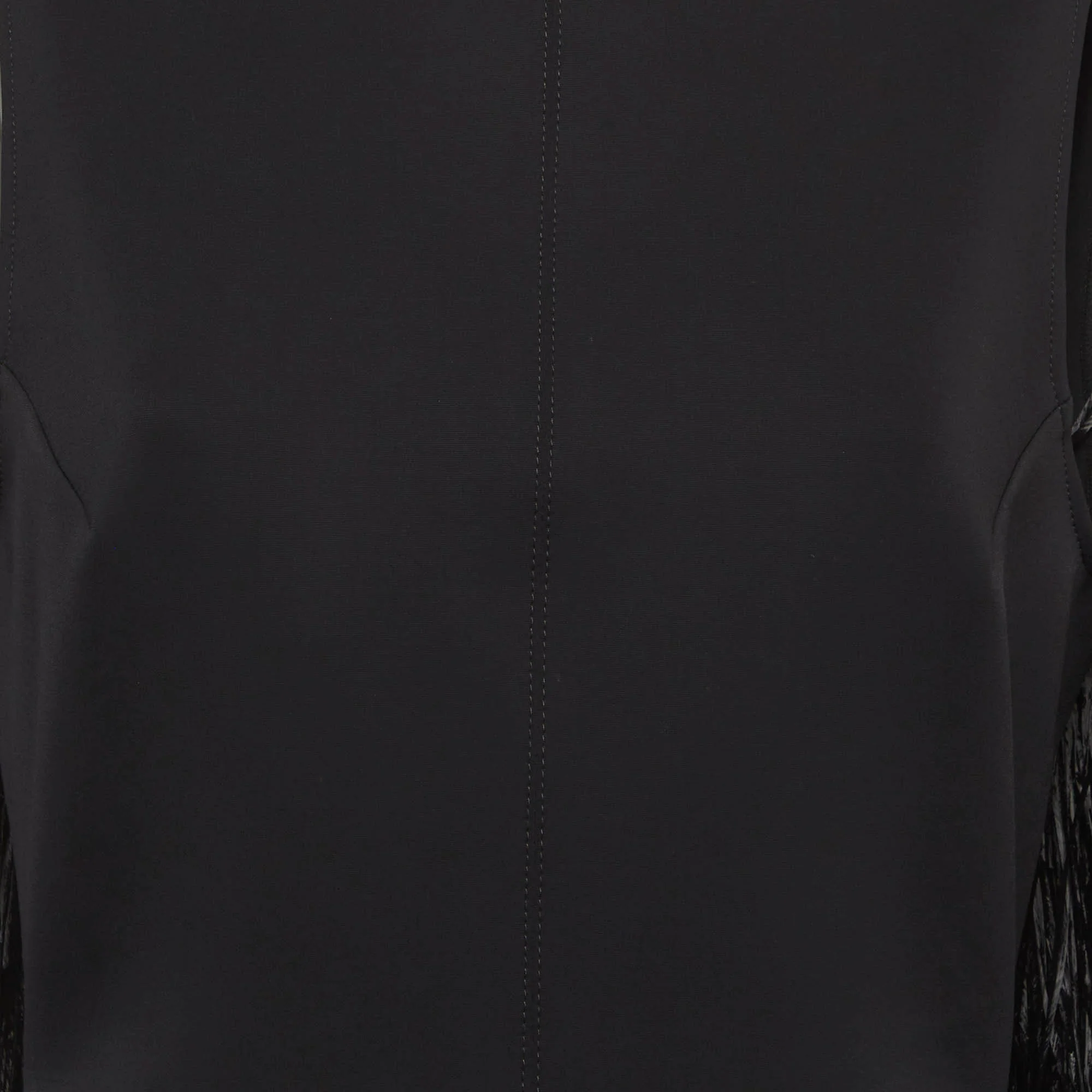 David Koma Black Jersey Textured Fringed Mini Dress - Image 4