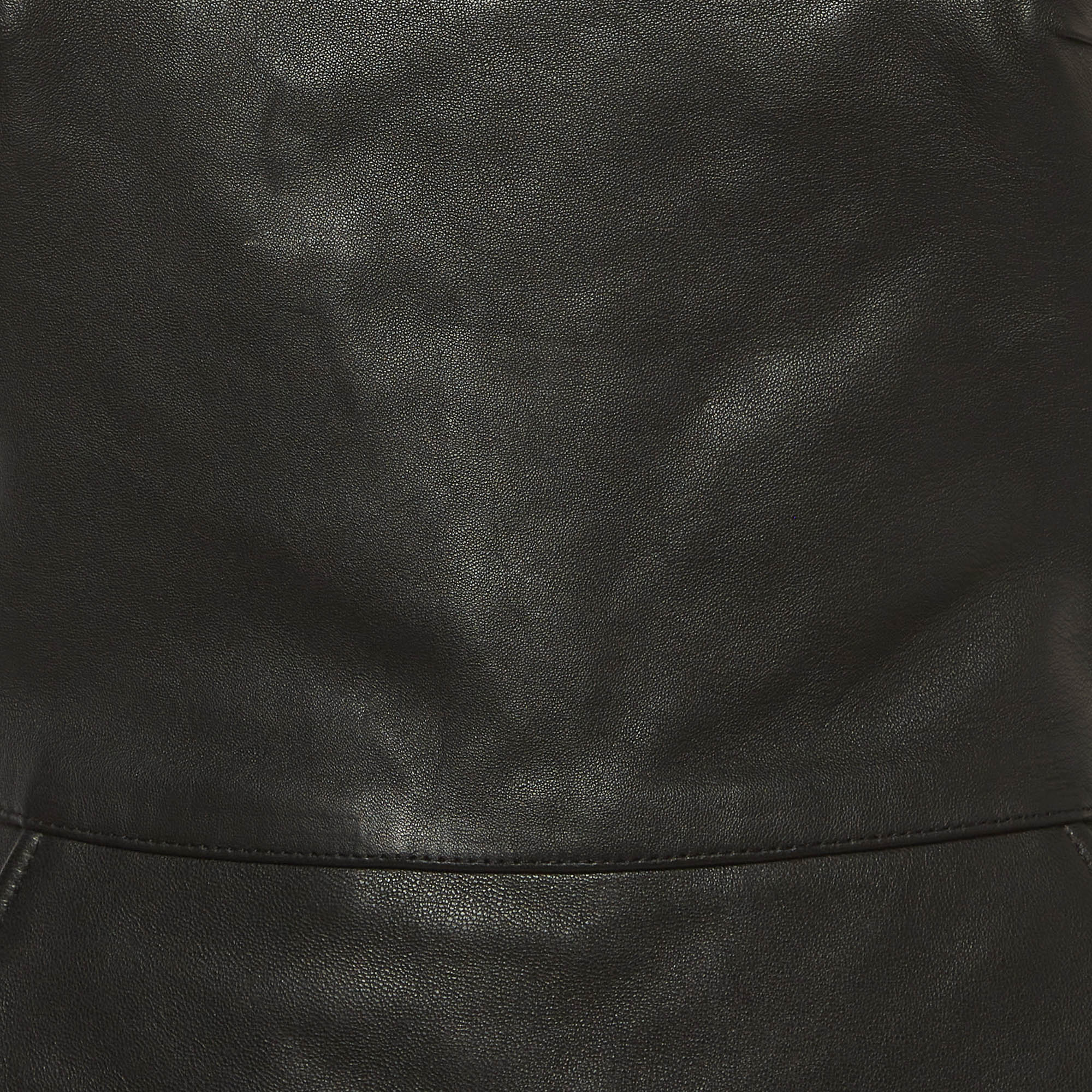 David Koma Black Leather Strapless Mini Dress - Image 4