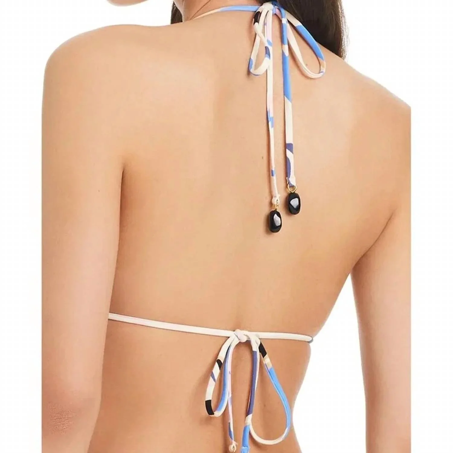 Day Dreaming Triangle Swim Top In Ivory/blue Floral - Image 2