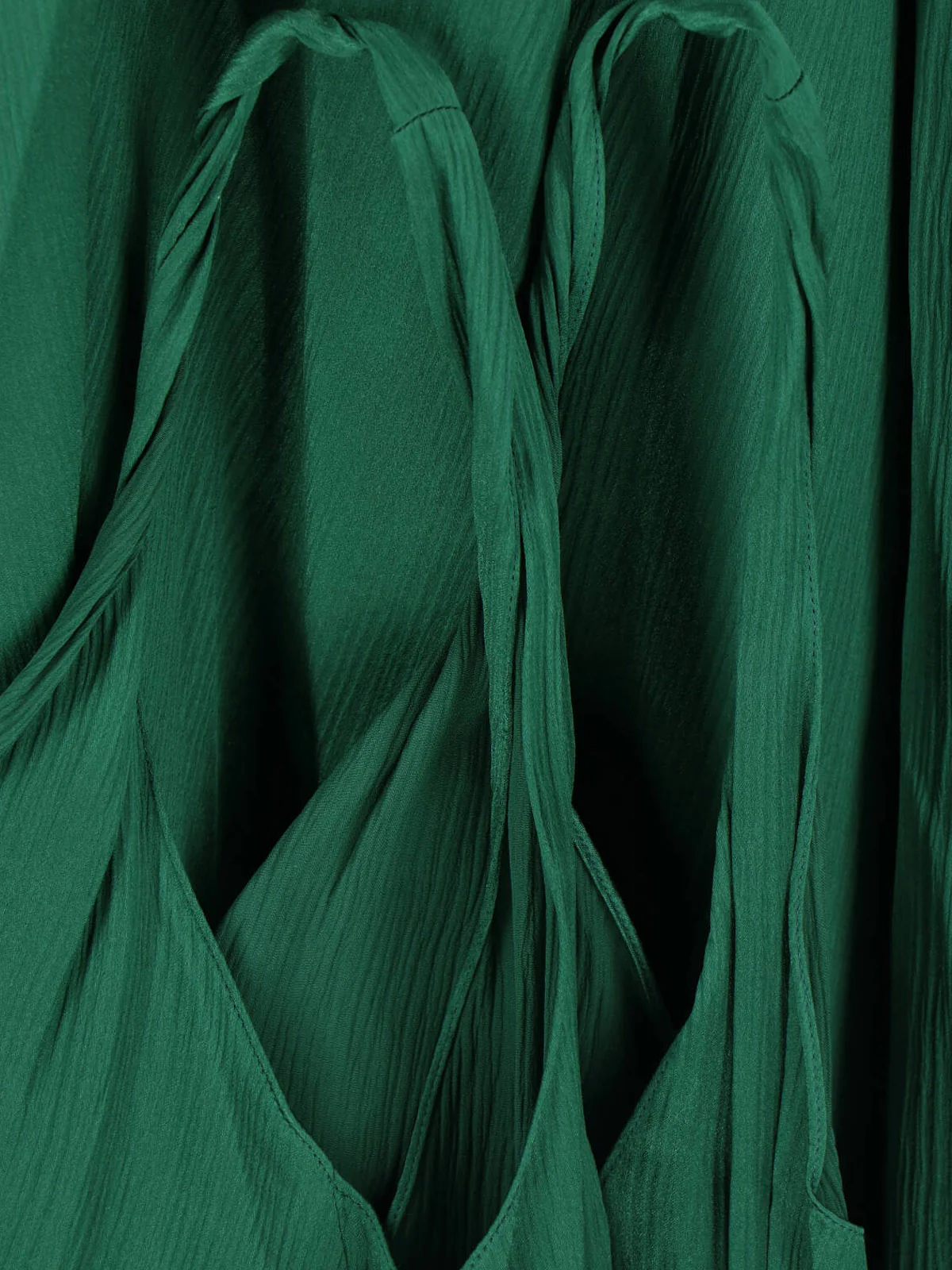 Deep Green Silk Adjustable Knot Dress - Image 5