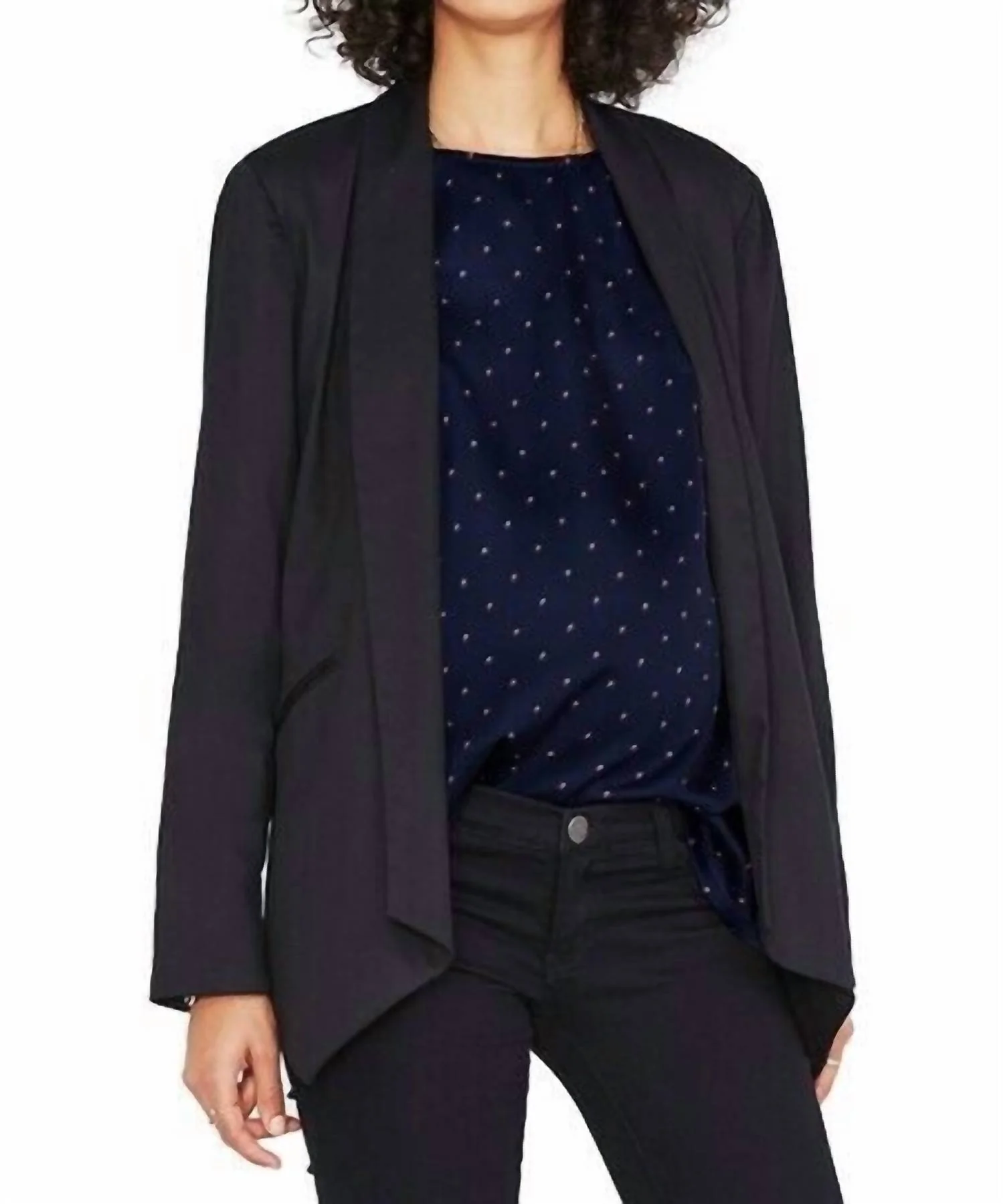 Delfina Long Sleeve Top In Royal French Dot - Image 3