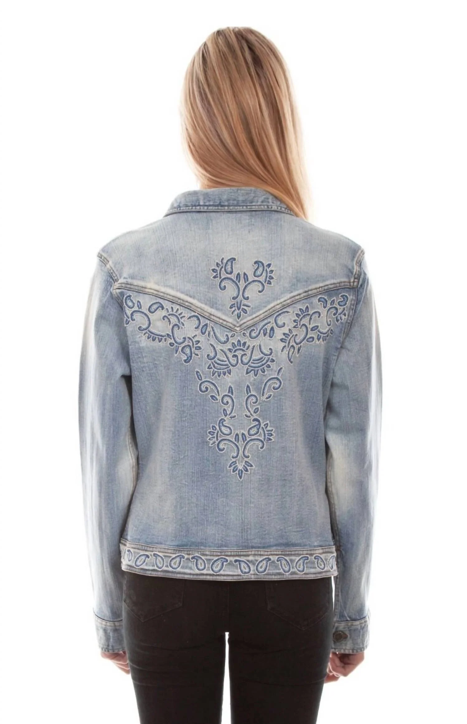 Denim Beaded Jacket In Blue - Image 2