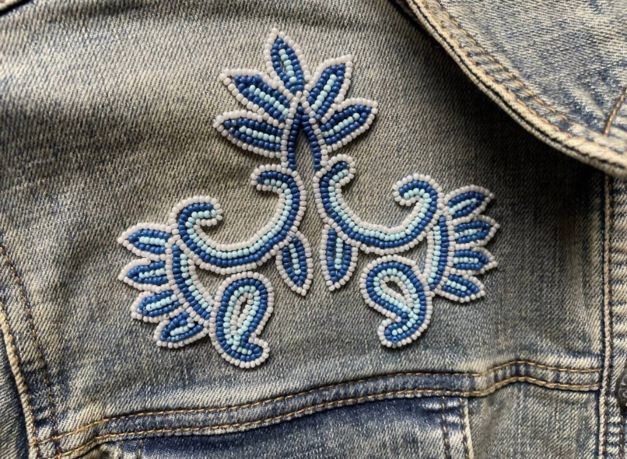 Denim Beaded Jacket In Blue - Image 3