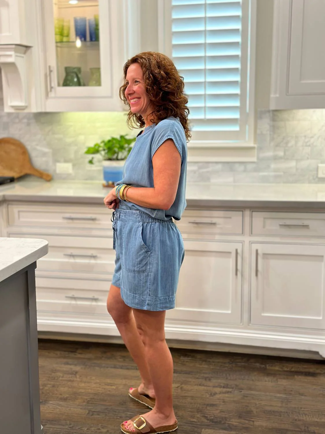 Denim Drawstring Short In Blue - Image 2