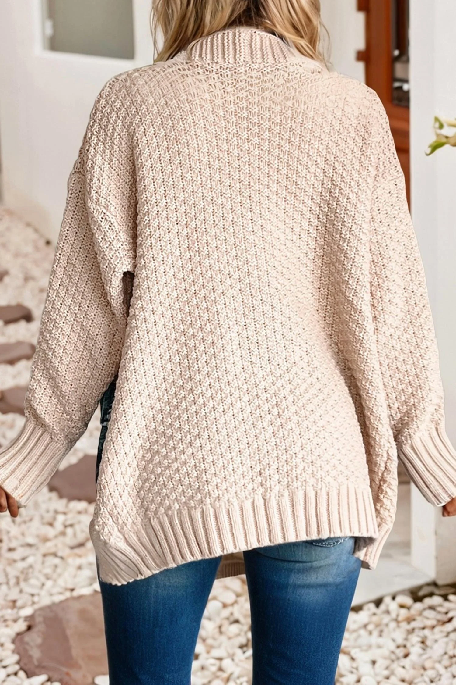 Denim Pockets Cardigan In Soft Bronze - Image 3