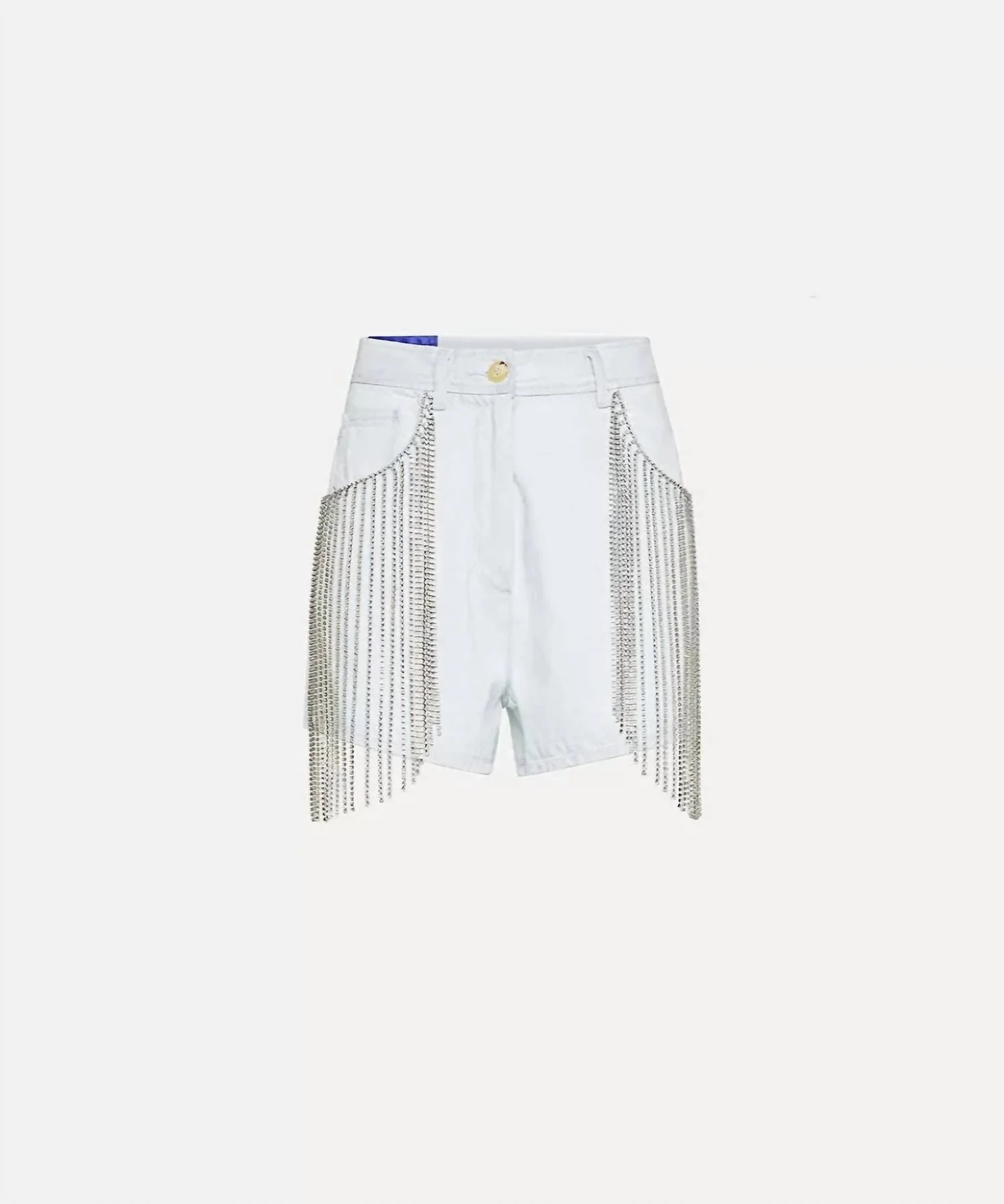 Denim Shorts With Diamond Fringe In Bleach - Image 3