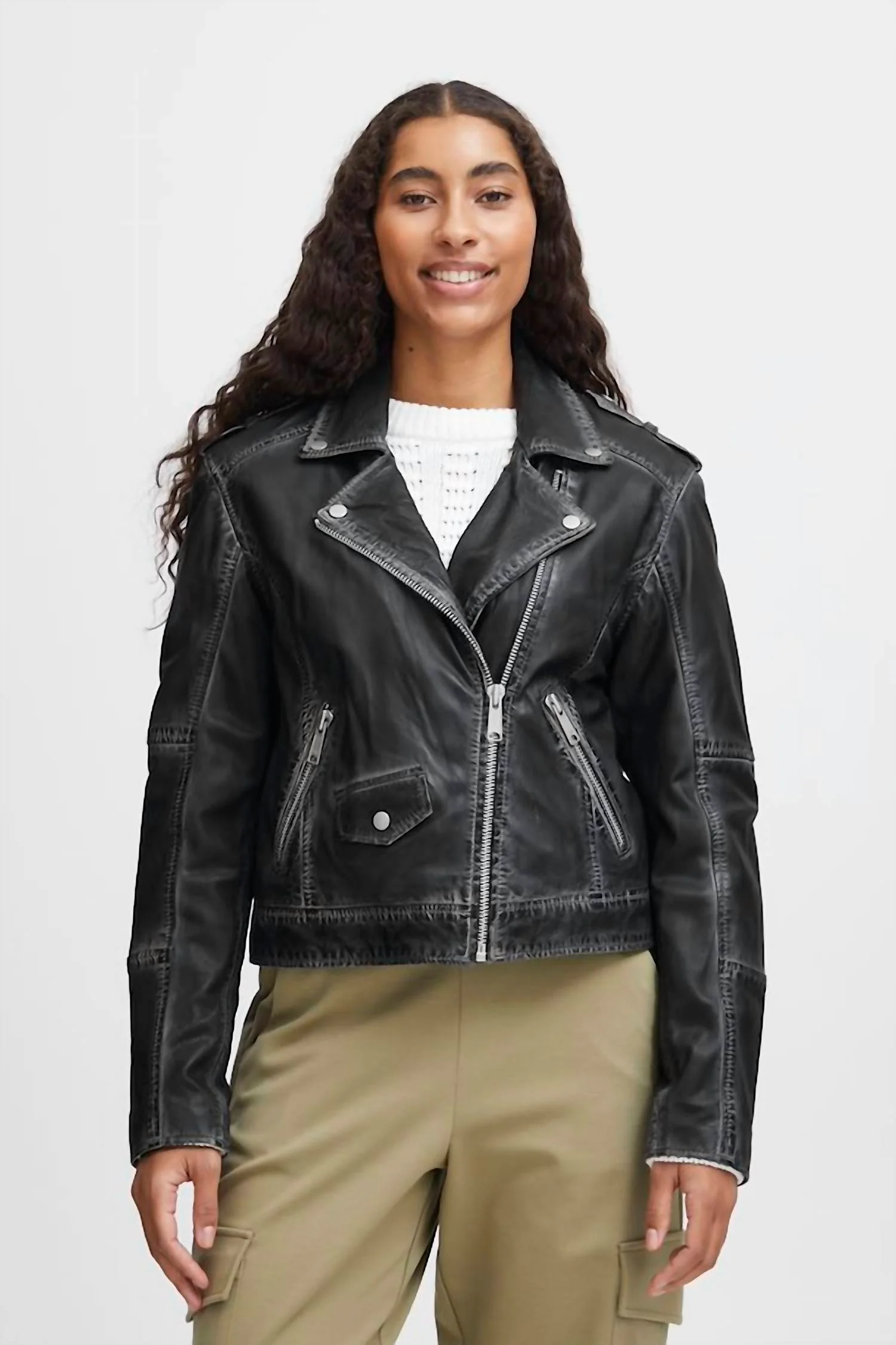Denno Biker Jacket In Black