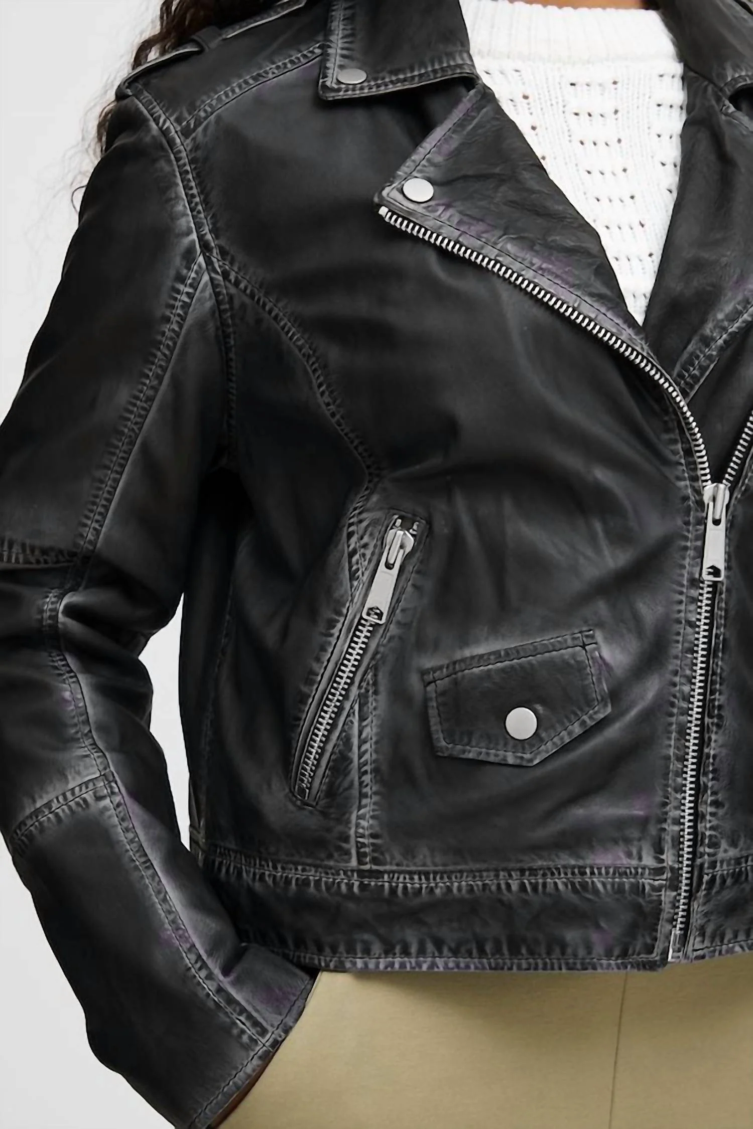 Denno Biker Jacket In Black - Image 3