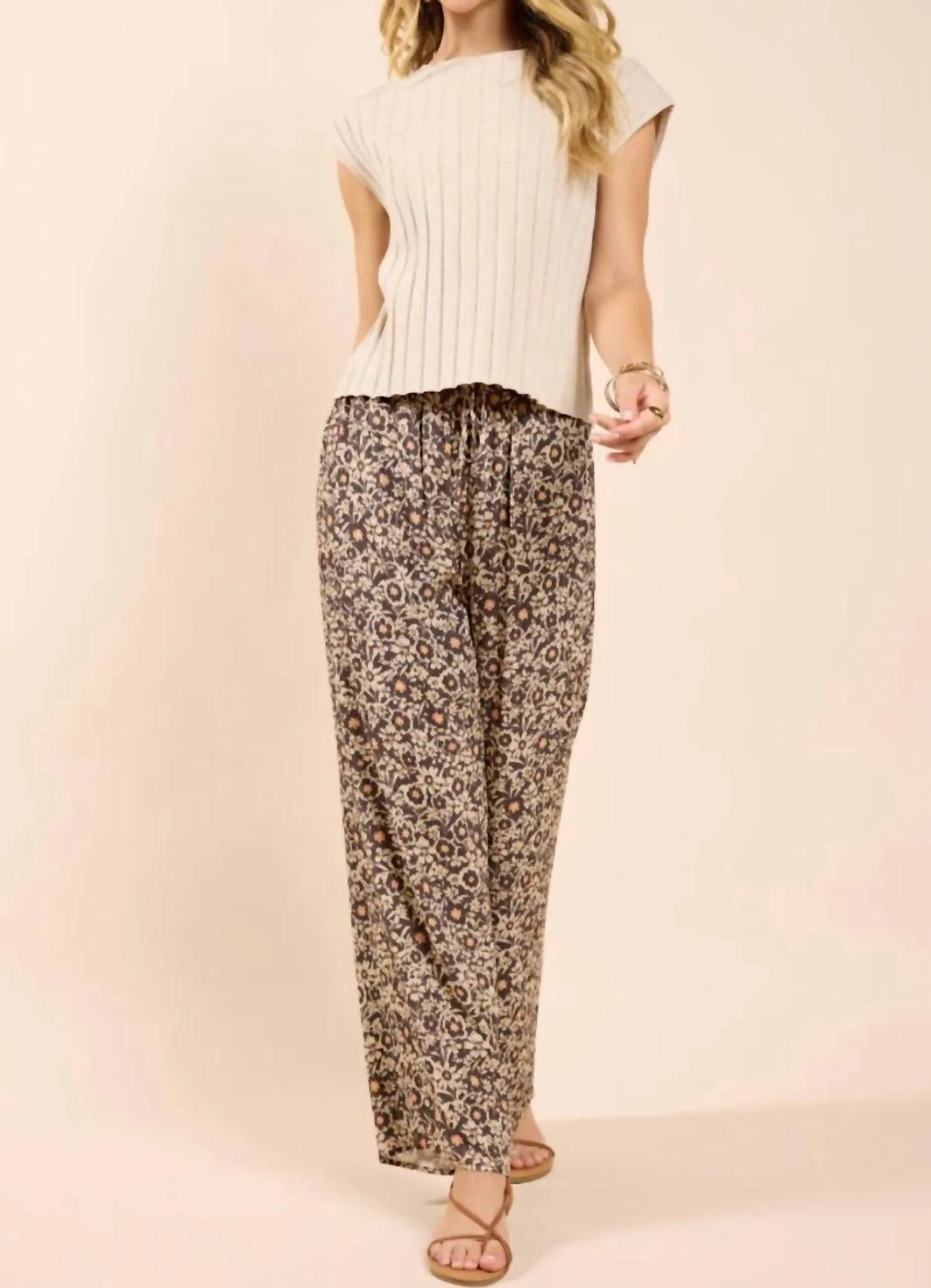 Desert Sunset Wide Leg Pants In Brown - Image 3