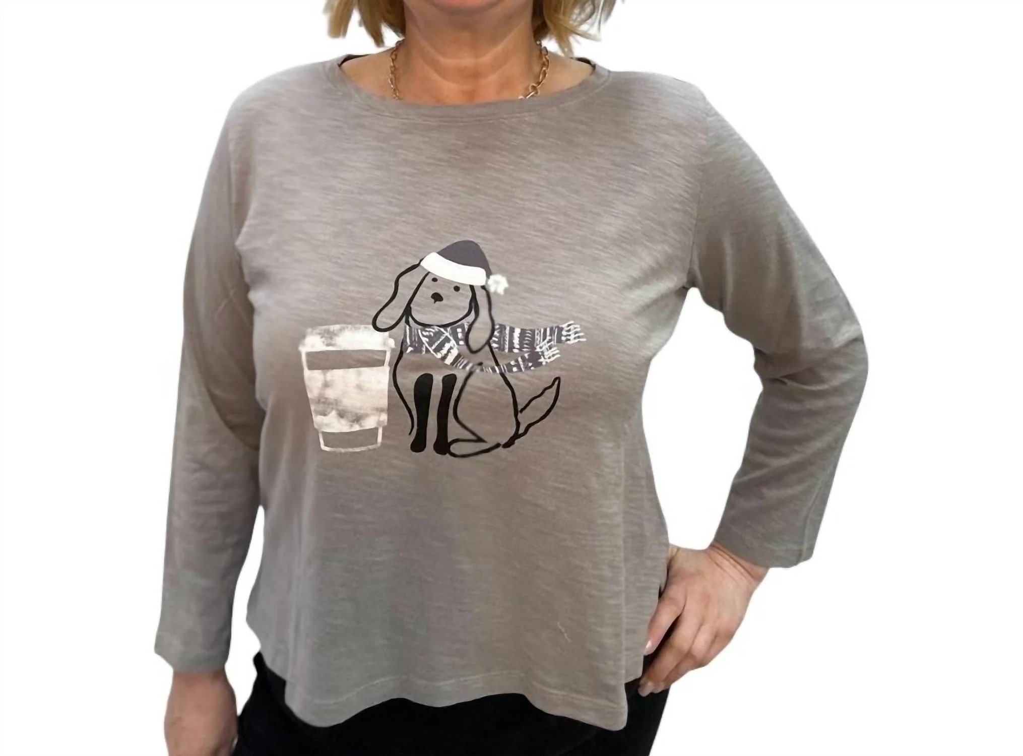 Destination Puppy Boxy Tee In Fog